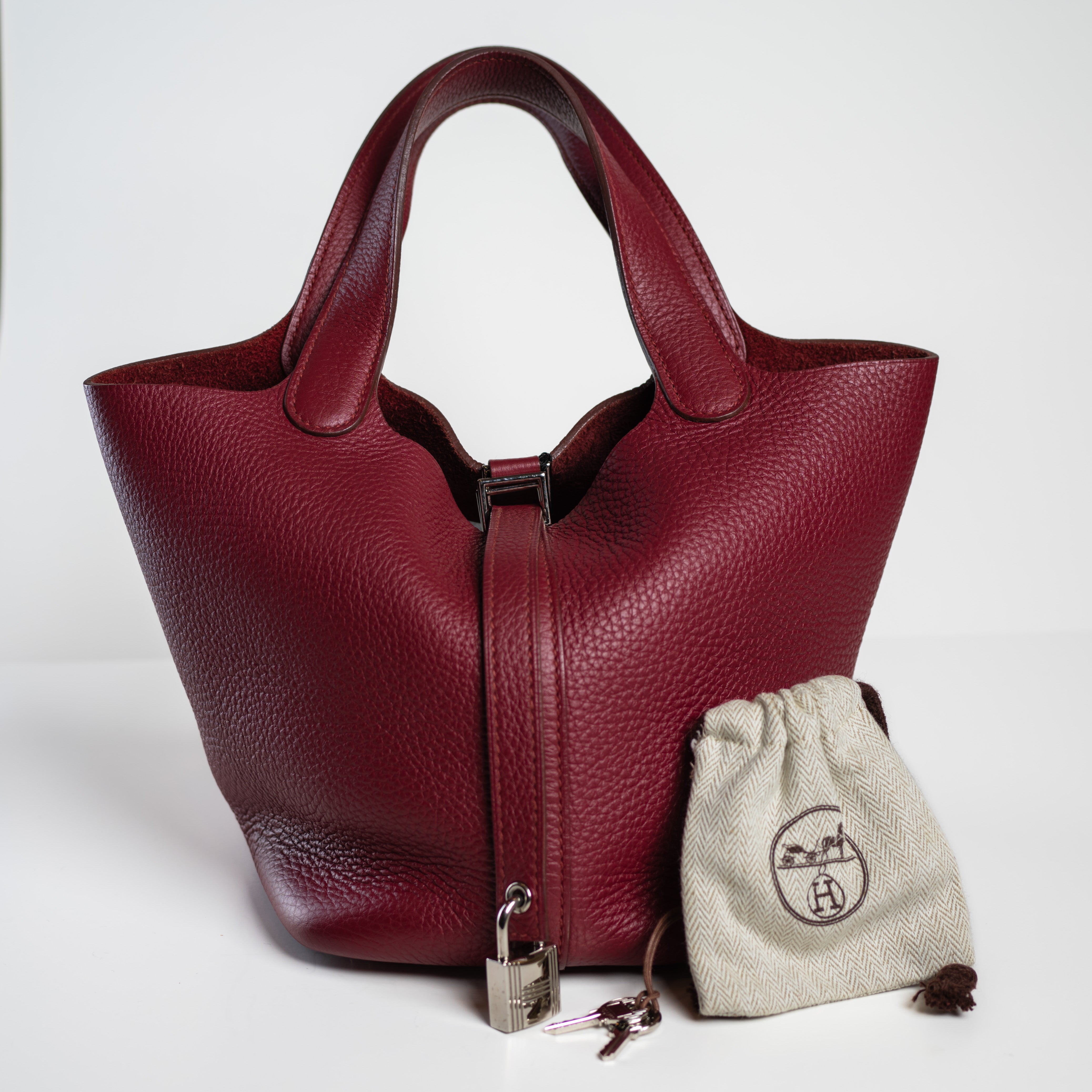 Hermes Picotin 18cm Taurillon Clemence Rouge Grenat