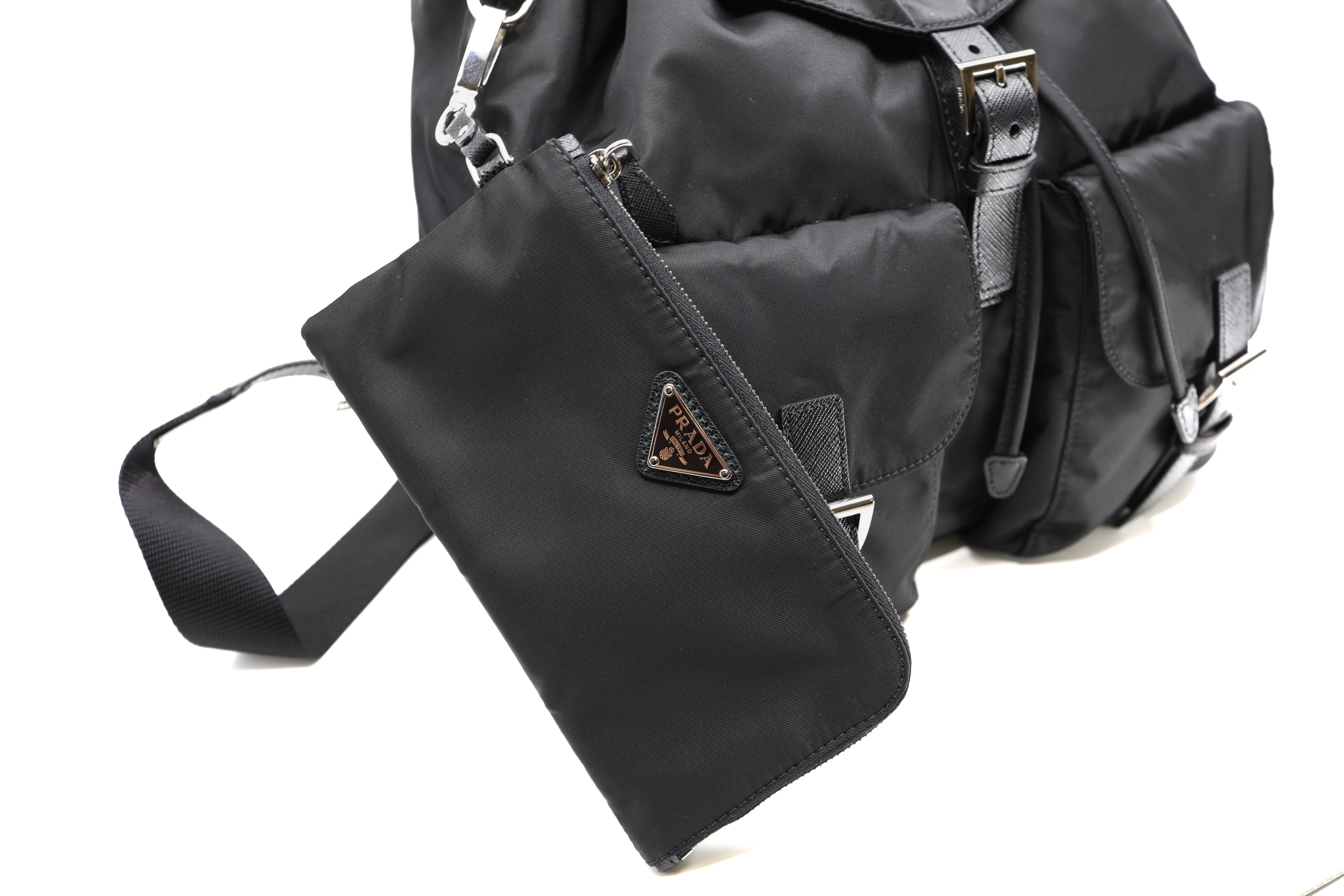 Prada Re-Nylon Tessuto Saffiano Medium Backpack Black