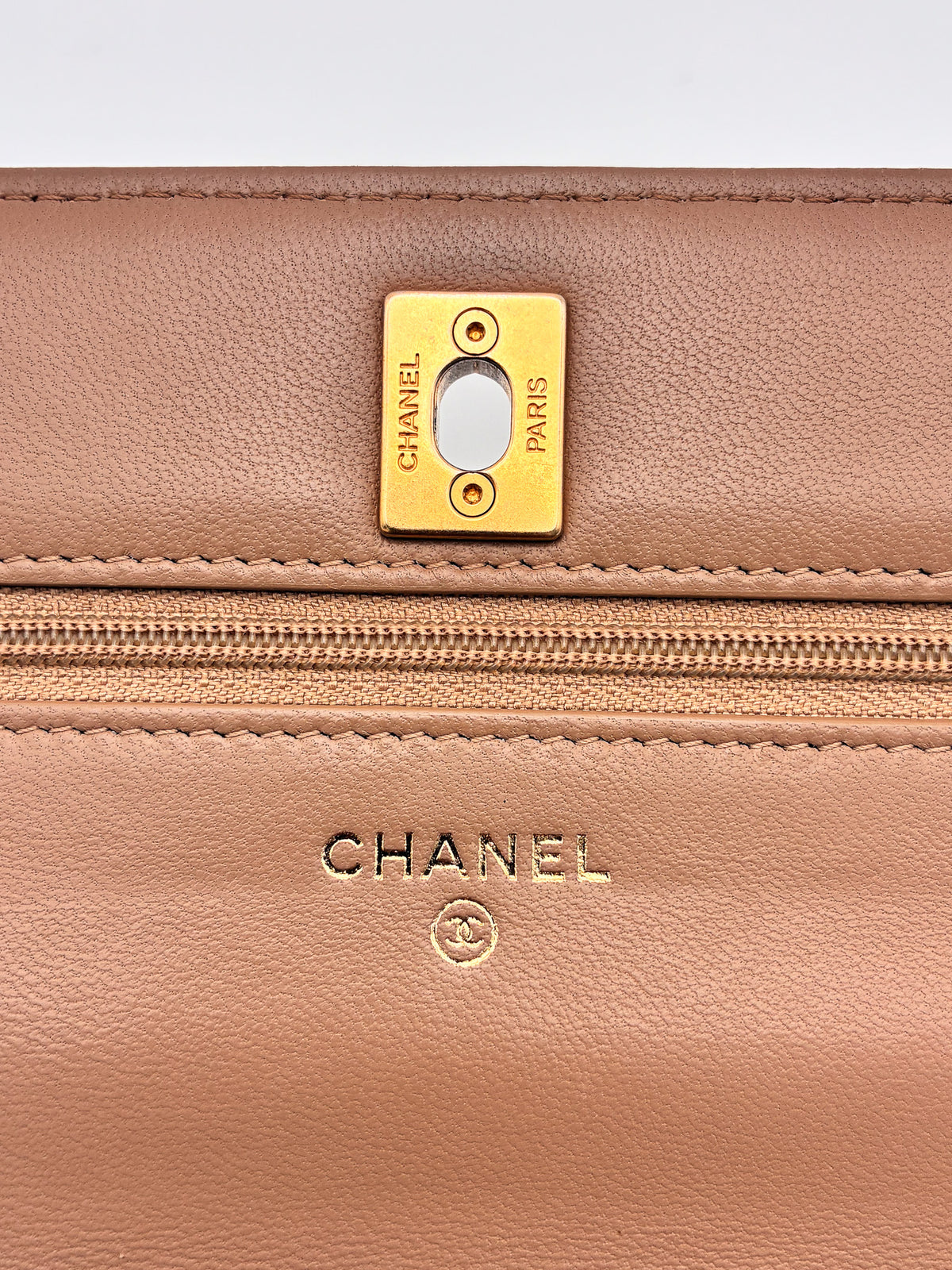 Chanel WOC Beige Pearl Crush Lambskin GHW
