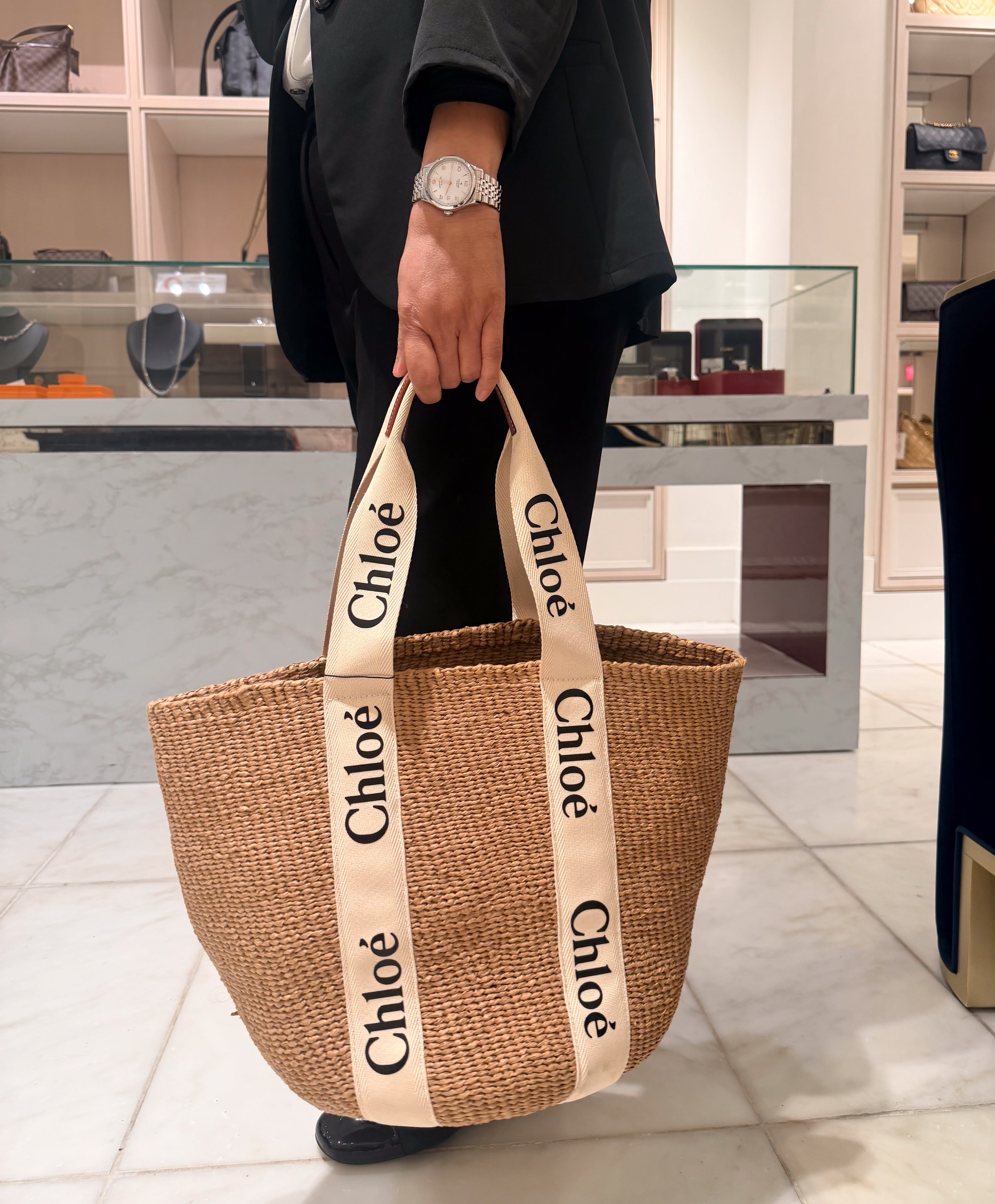 Chloe large Woody logo-strap tote bag