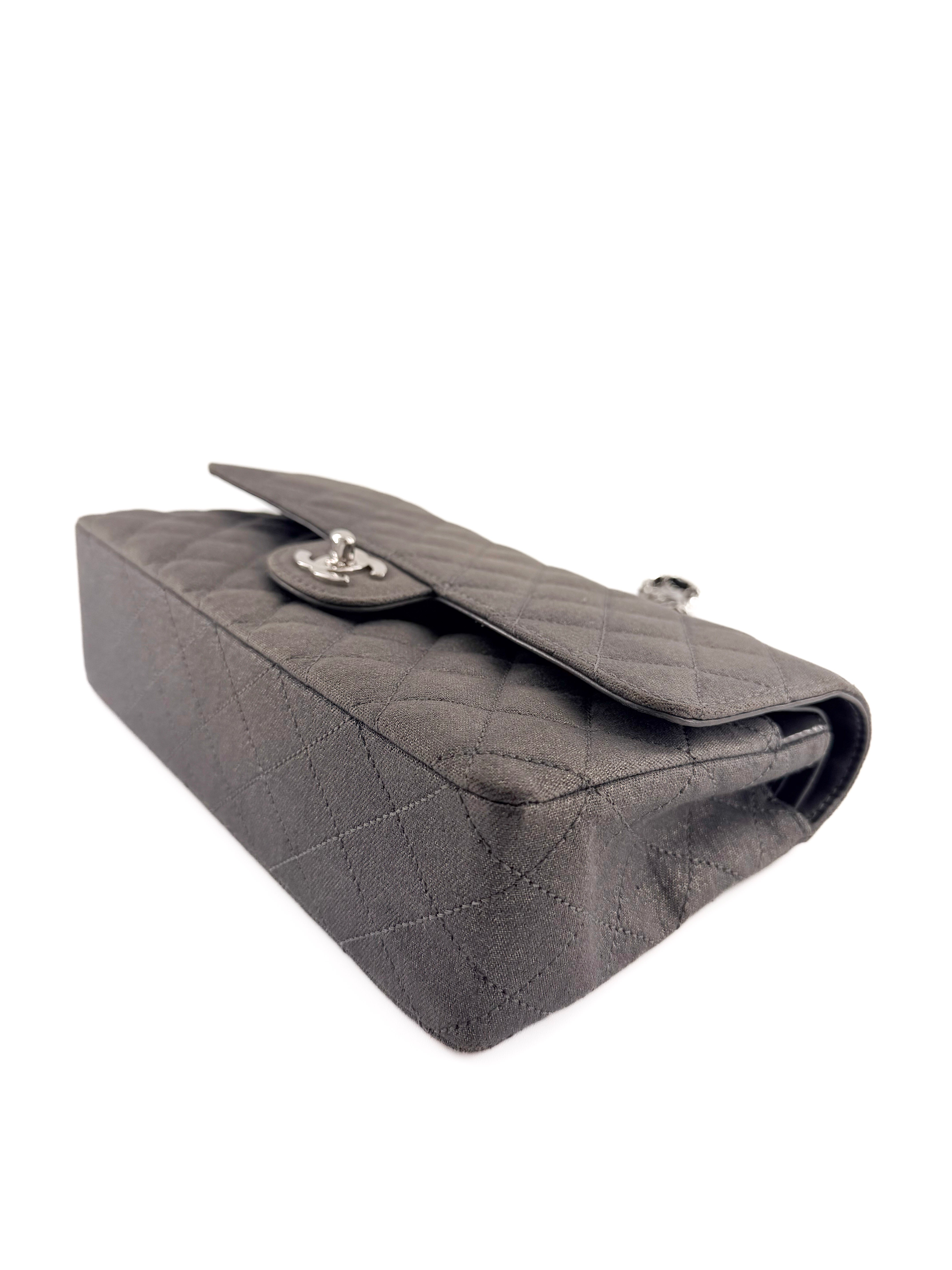 Chanel Medium Denim Classic Double Flap Bag Grey Glitter