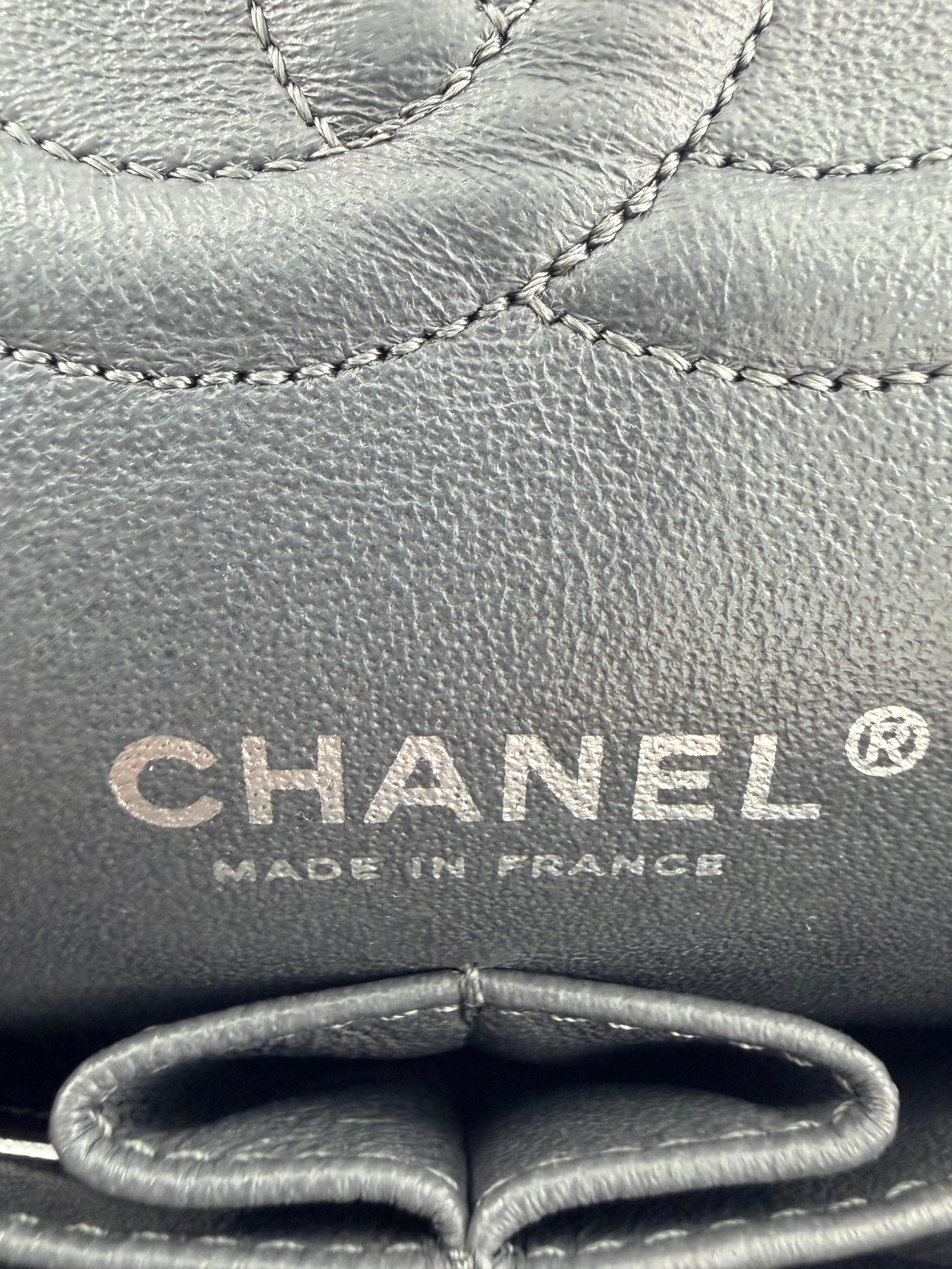 Chanel Medium Denim Classic Double Flap Bag Grey Glitter