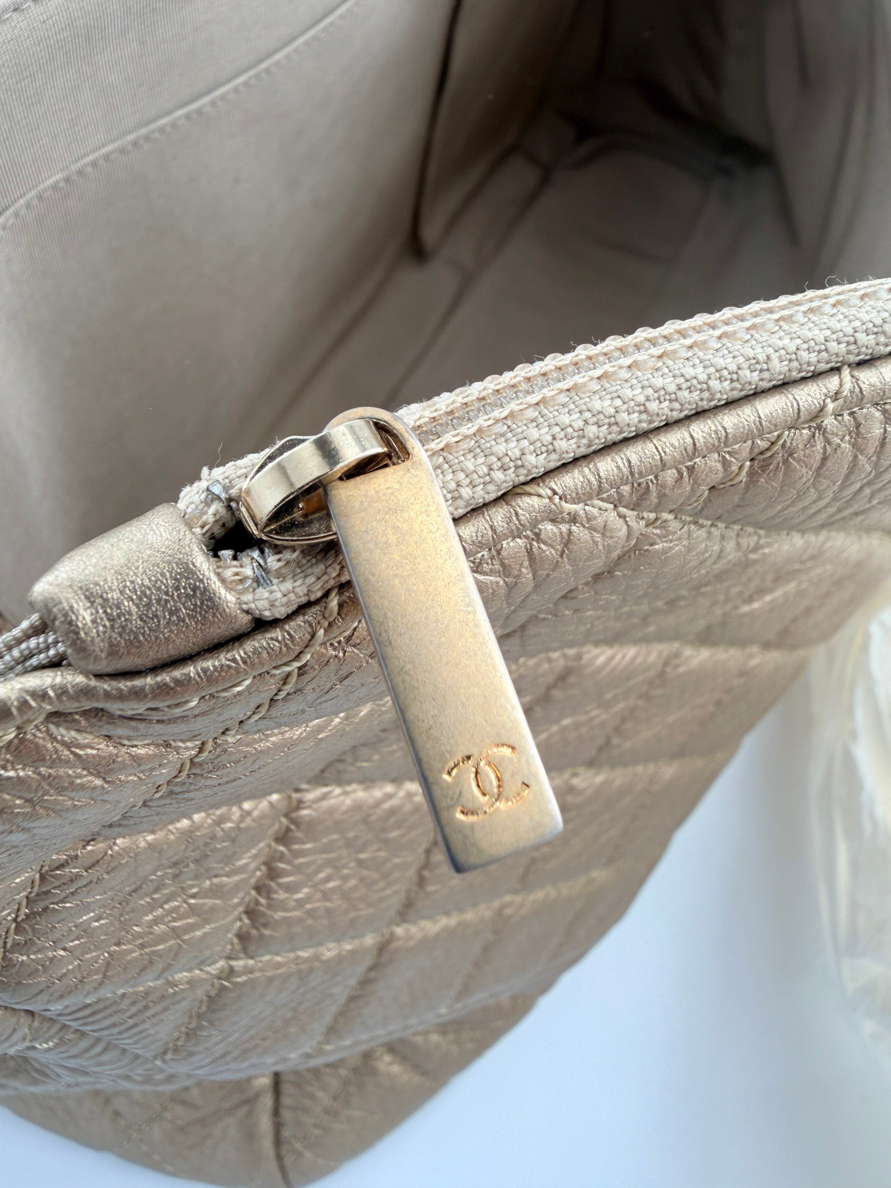 Chanel Classic Metallic Gold Calfskin Quilted XXL Flap Bag