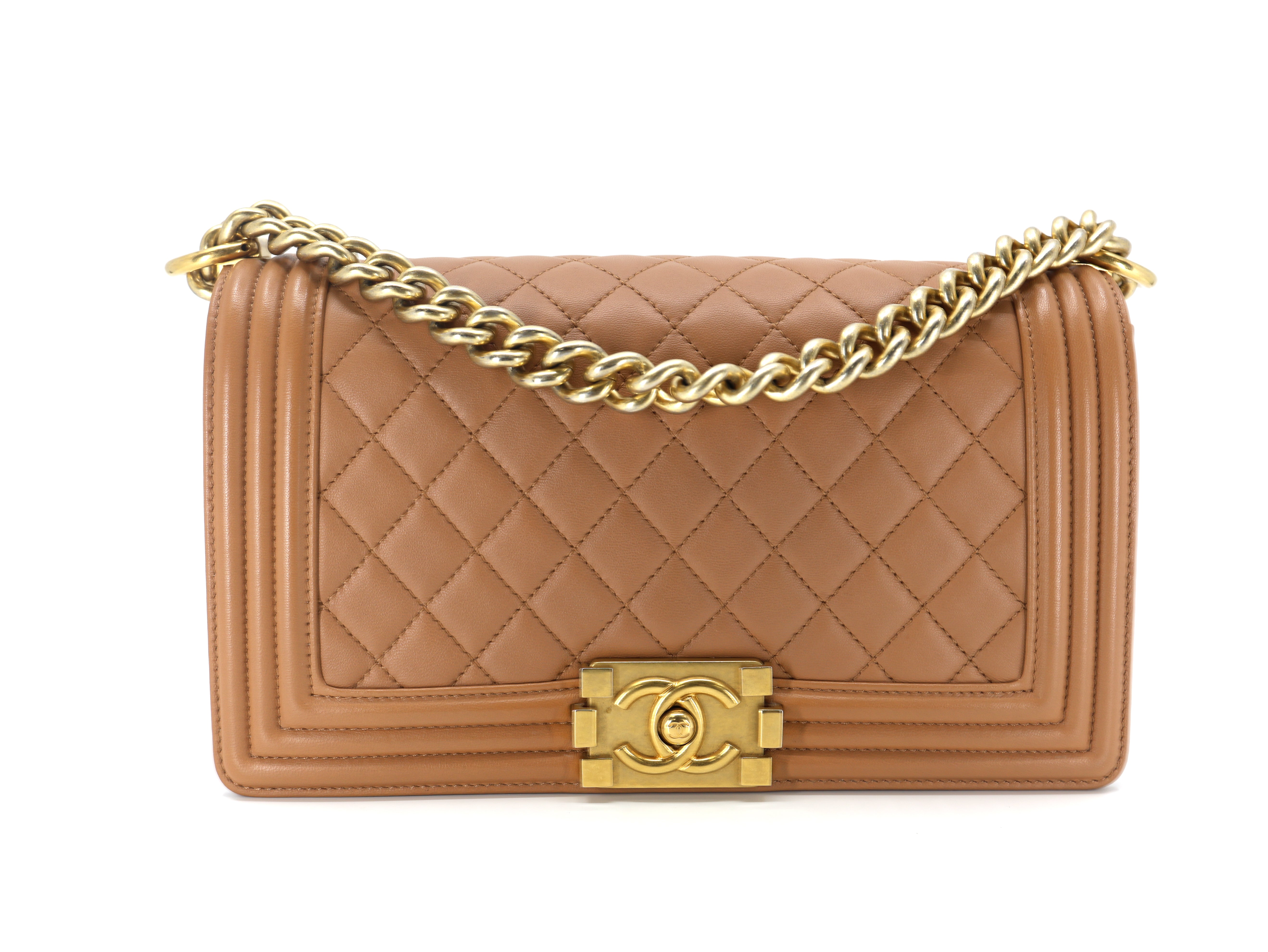 Chanel Boy Flap Brown Quilted Medium Lambksin