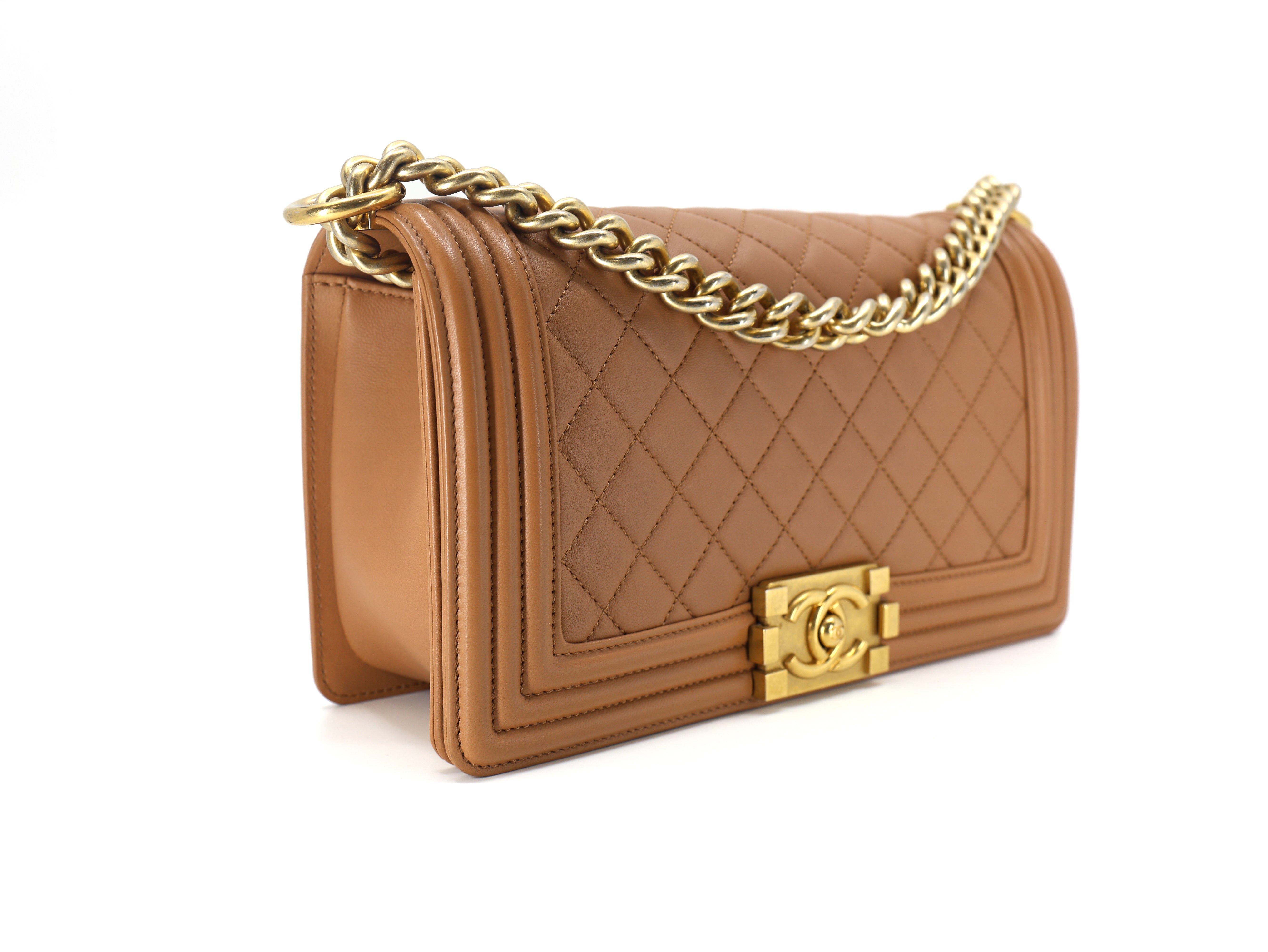 Chanel Boy Flap Brown Quilted Medium Lambksin