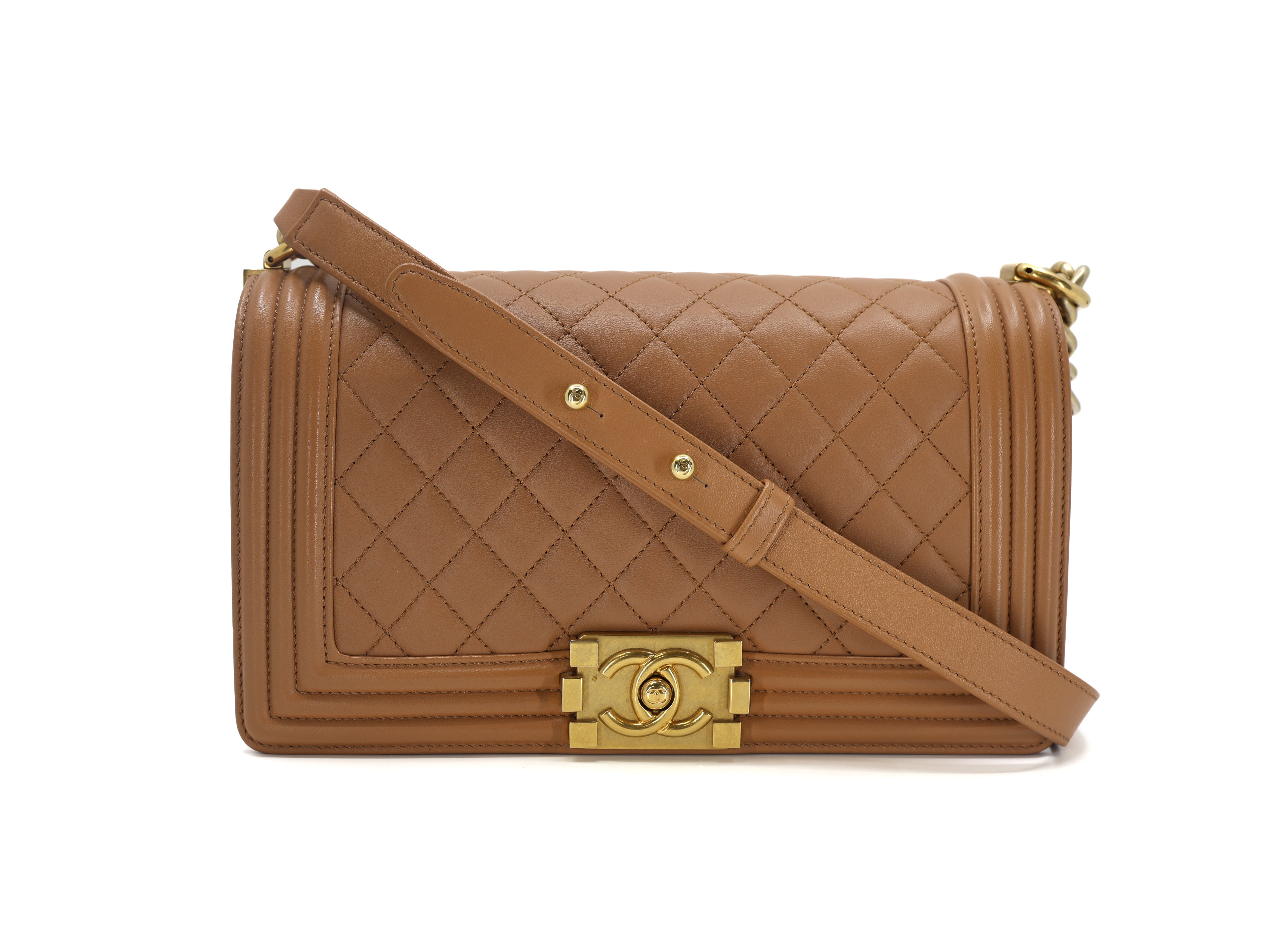 Chanel Boy Flap Brown Quilted Medium Lambksin