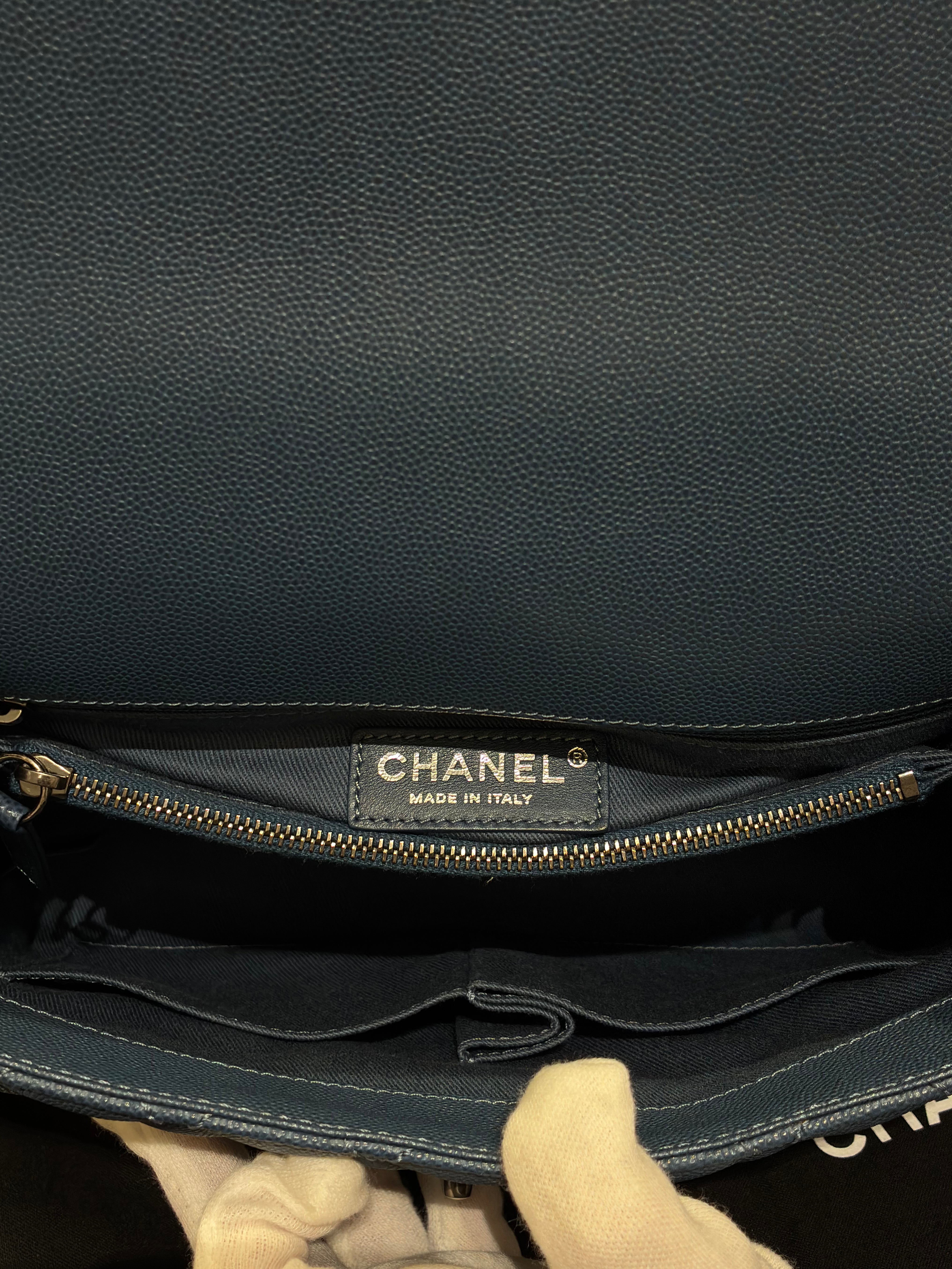 Chanel Caviar Small Coco Handle Blue Quilted