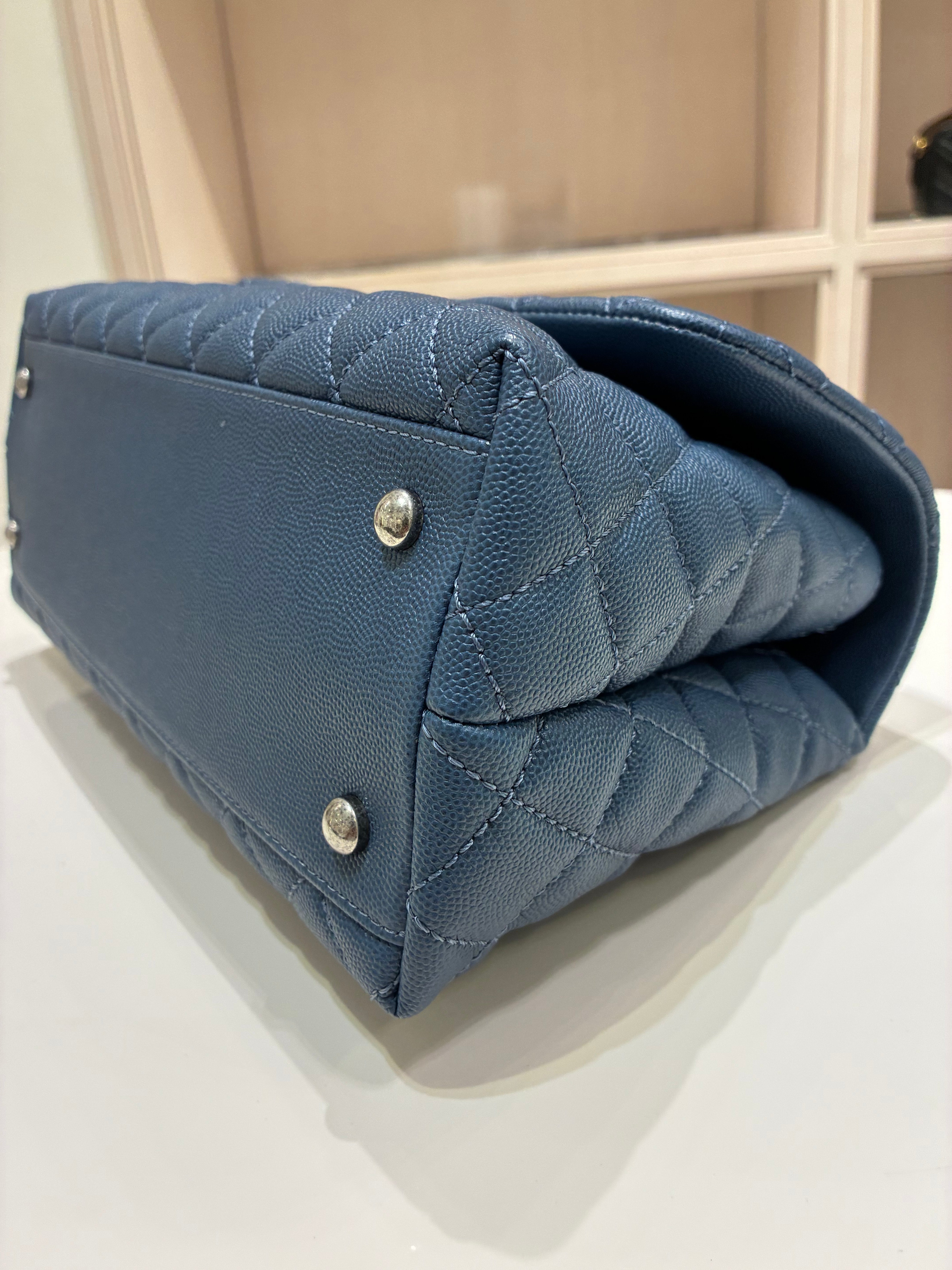 Chanel Caviar Small Coco Handle Blue Quilted