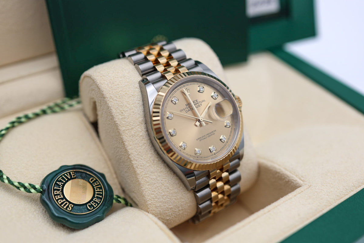 Rolex Datejust Two-Toned YellowGold fluted bezel 36mm jubilee bracelet