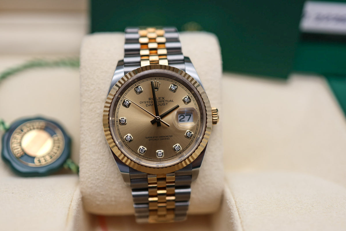 Rolex Datejust Two-Toned YellowGold fluted bezel 36mm jubilee bracelet