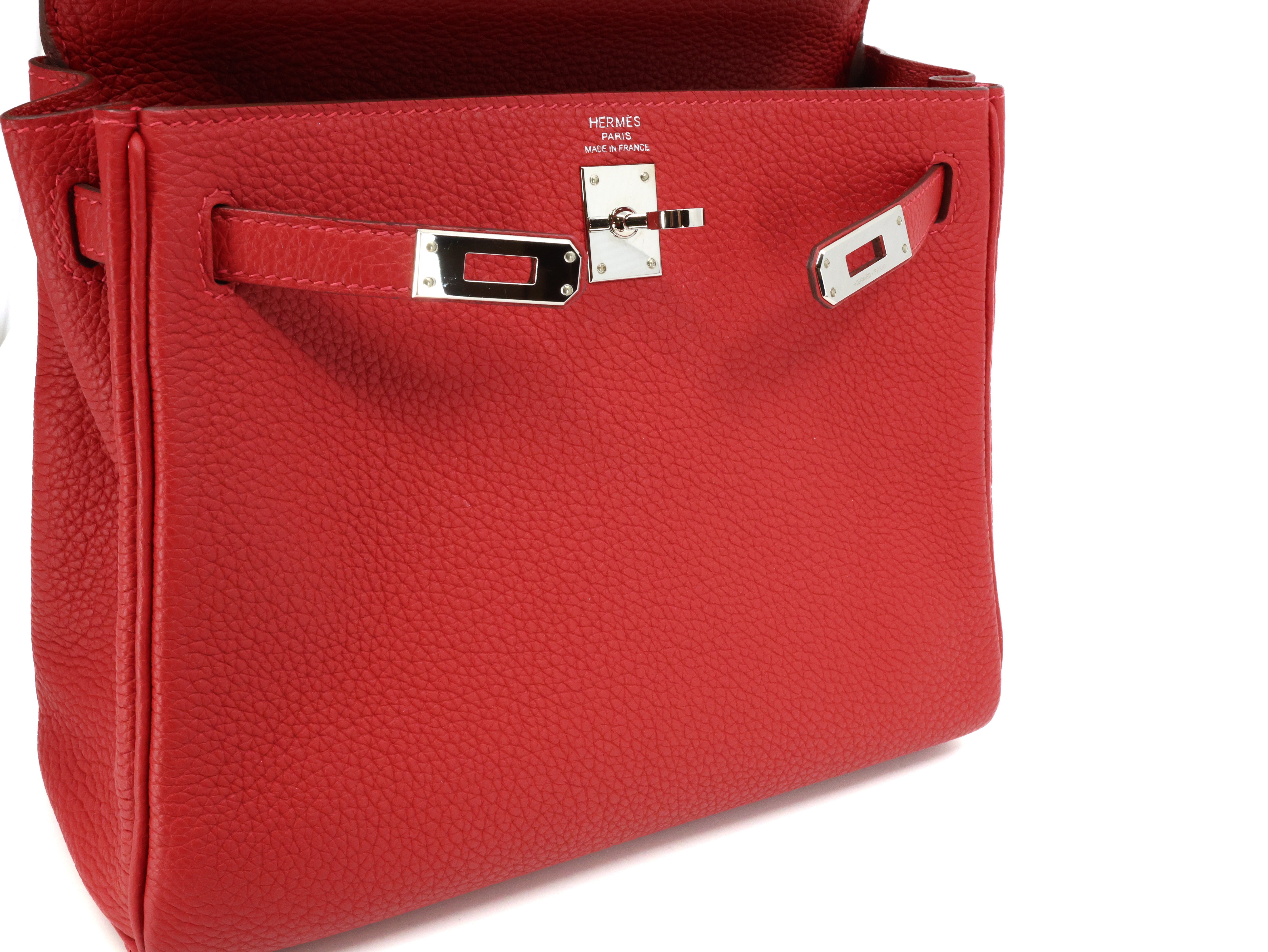 Hermes Sac Kelly II 25cm Retourne Rouge Casaque Togo Leather Palladium Hardware (PHW)