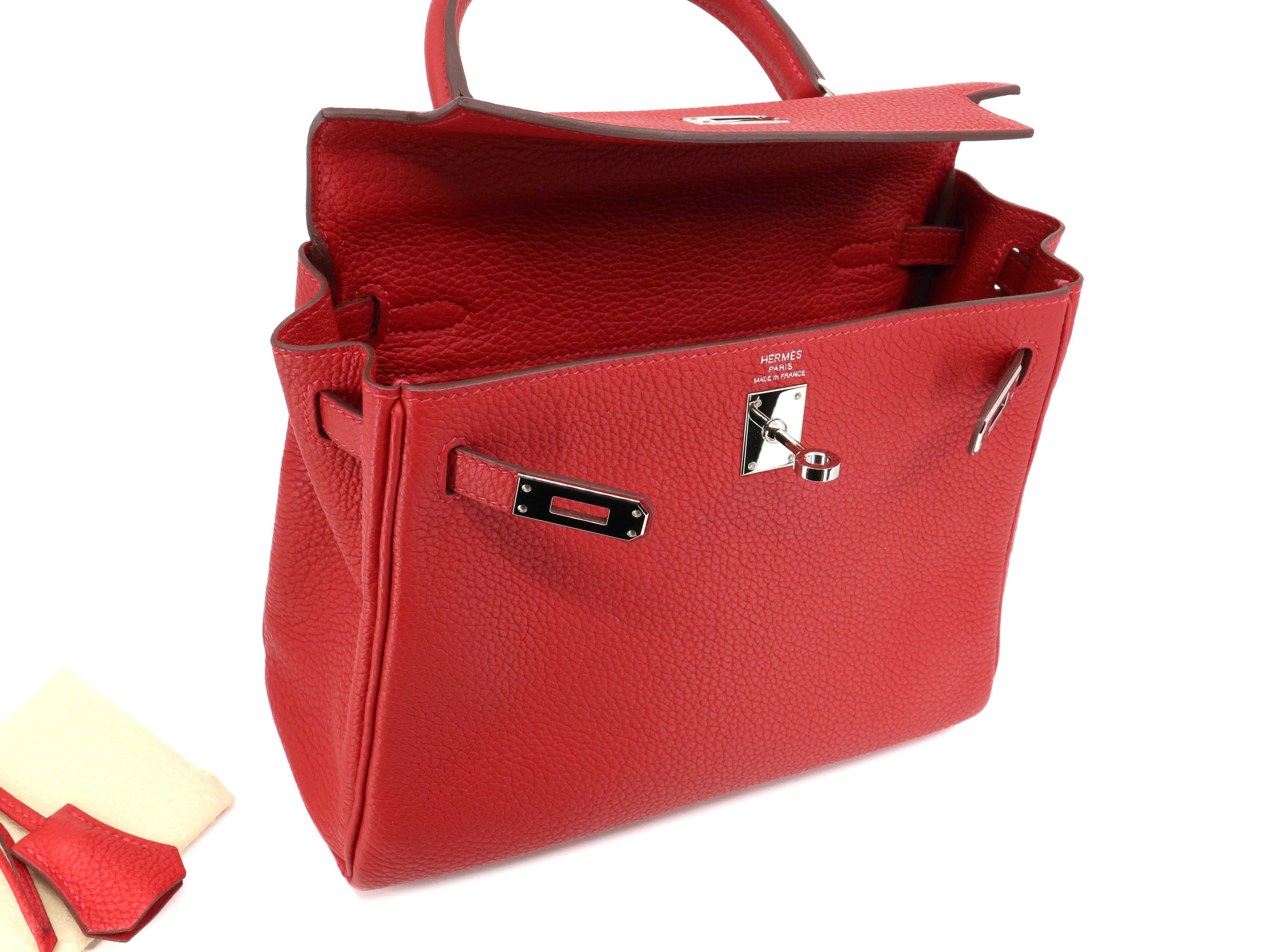 Hermes Sac Kelly II 25cm Retourne Rouge Casaque Togo Leather Palladium Hardware (PHW)