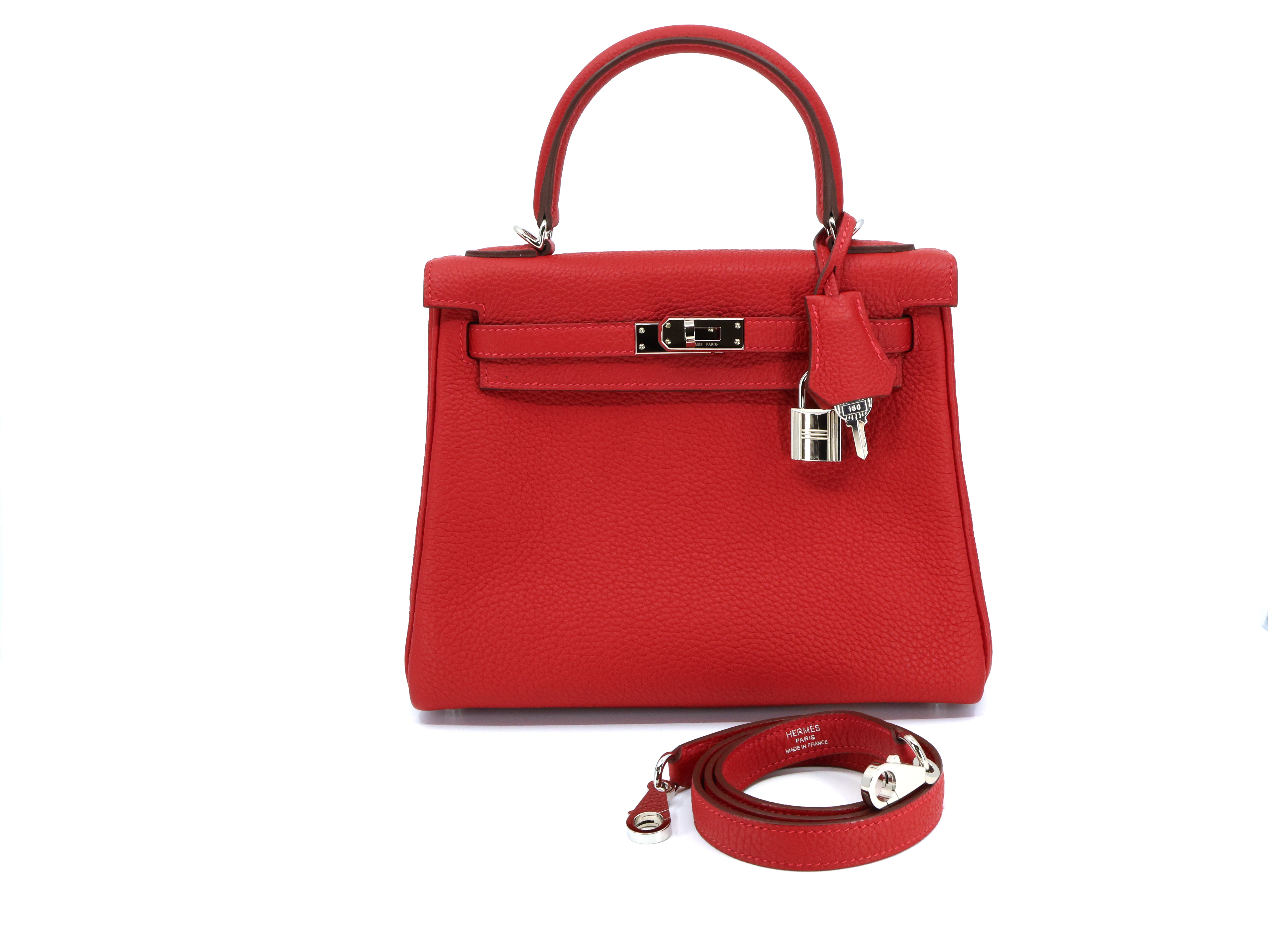 Hermes Sac Kelly II 25cm Retourne Rouge Casaque Togo Leather Palladium Hardware (PHW)