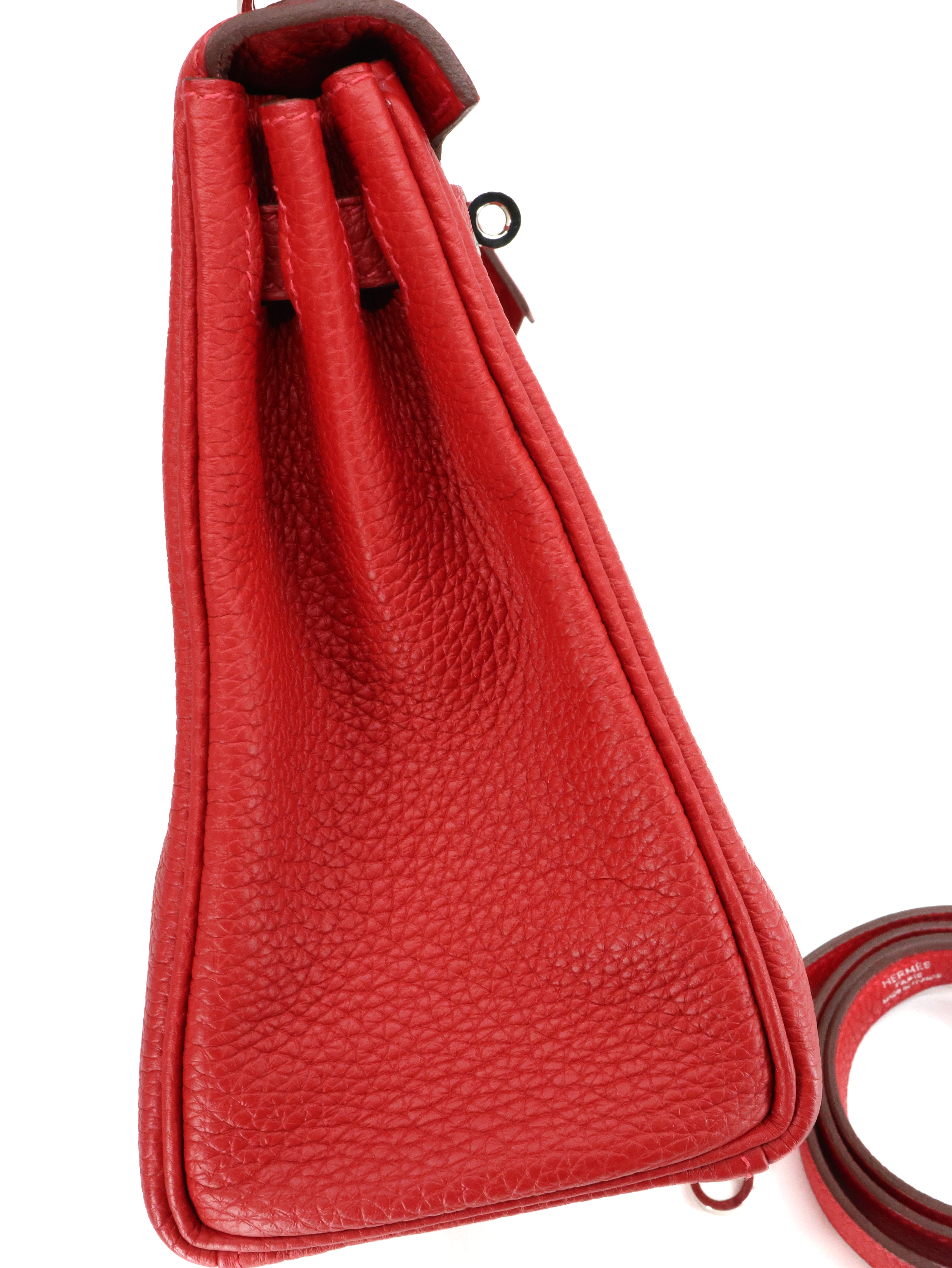 Hermes Sac Kelly II 25cm Retourne Rouge Casaque Togo Leather Palladium Hardware (PHW)