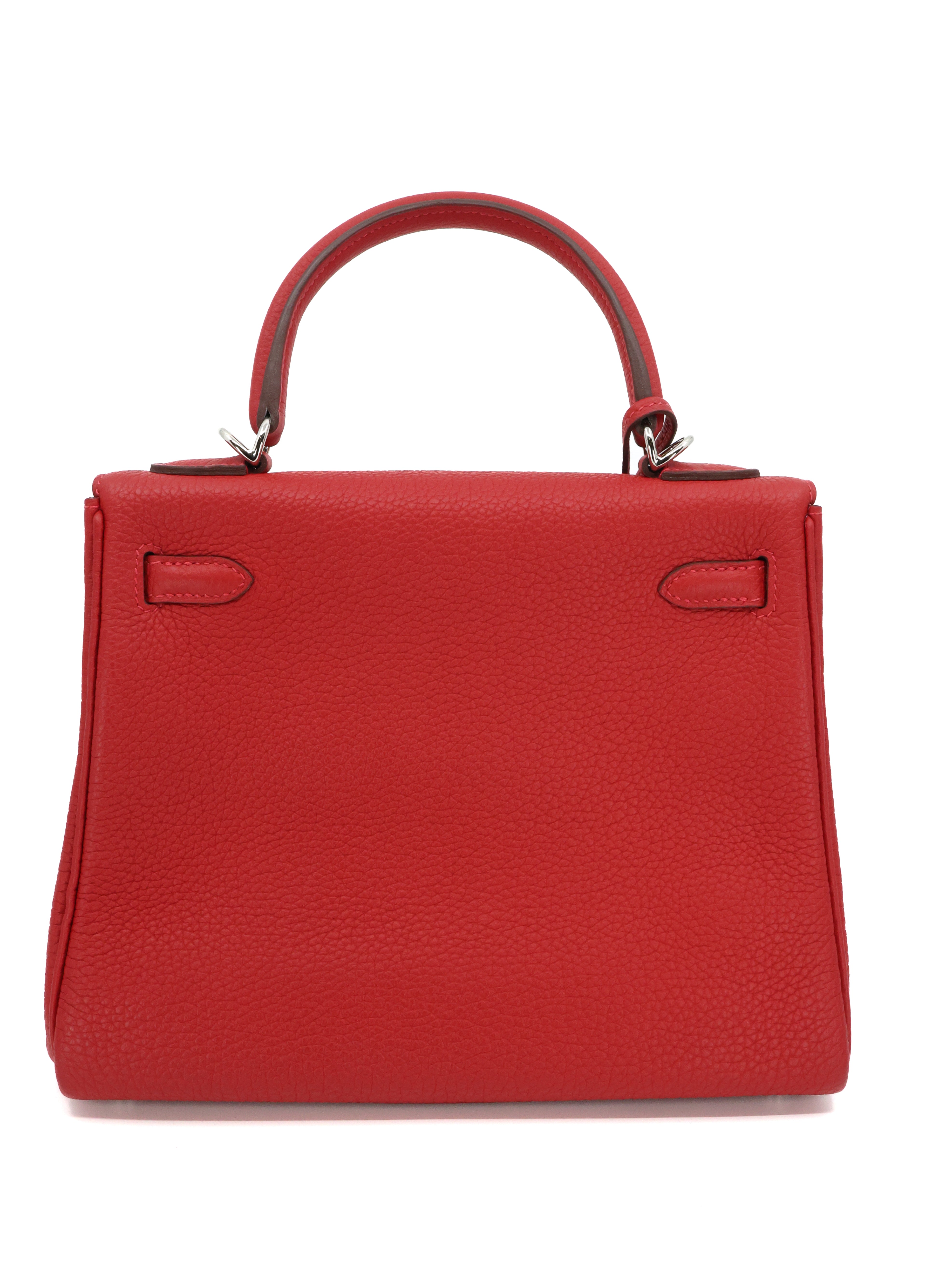 Hermes Sac Kelly II 25cm Retourne Rouge Casaque Togo Leather Palladium Hardware (PHW)