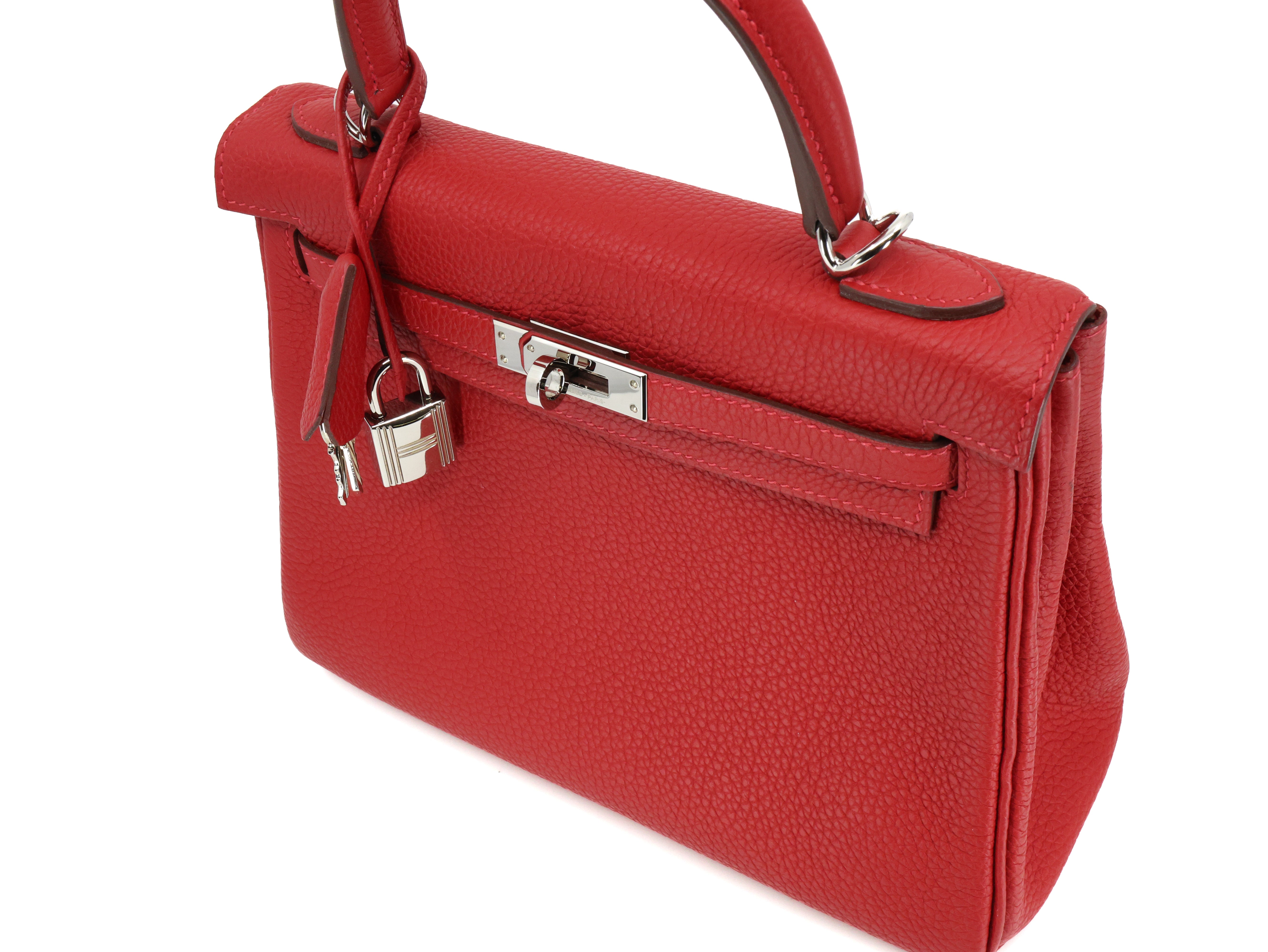 Hermes Sac Kelly II 25cm Retourne Rouge Casaque Togo Leather Palladium Hardware (PHW)