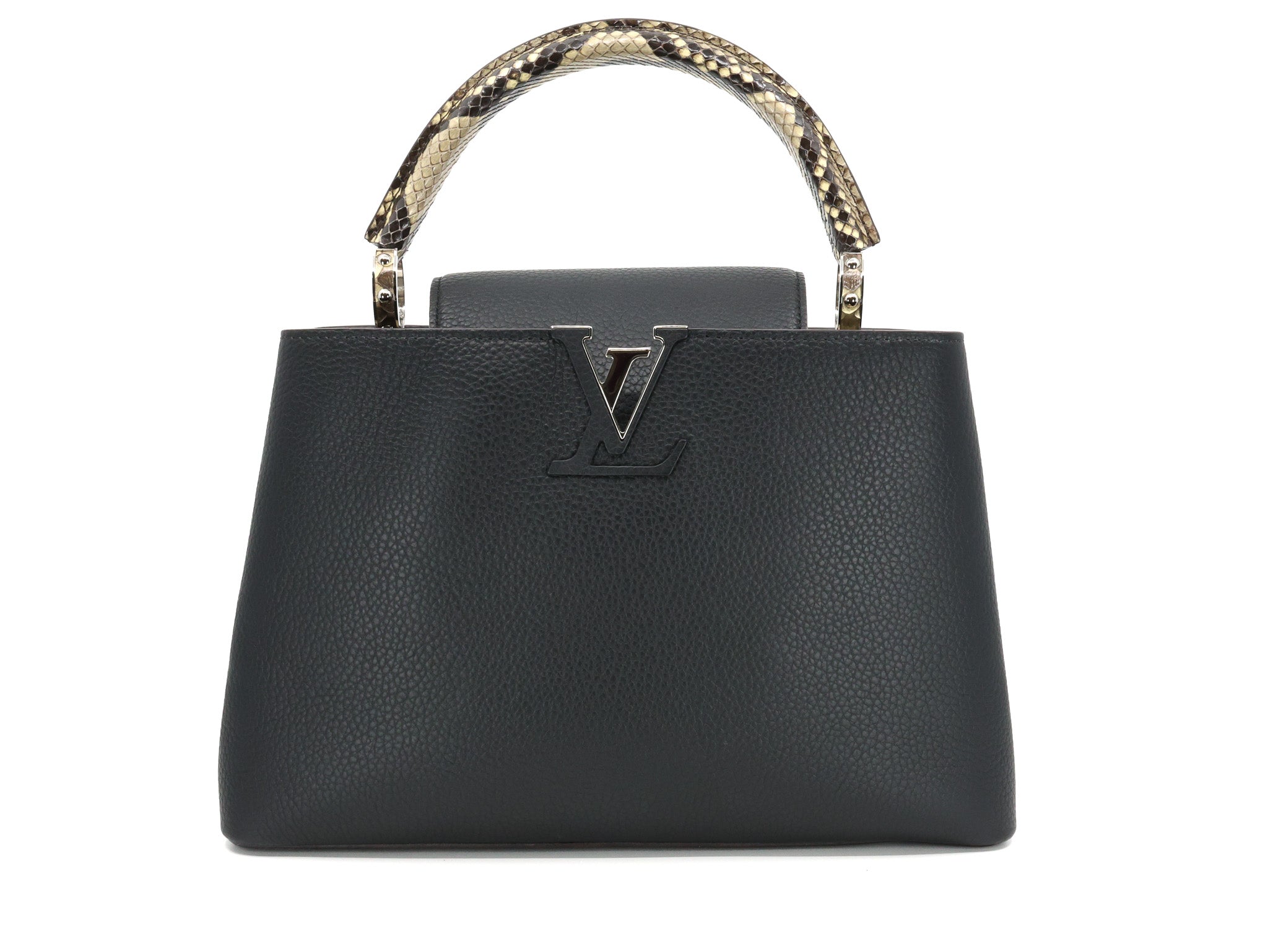 Louis Vuitton Capucines Black Taurillon Leather And Python PM Bag