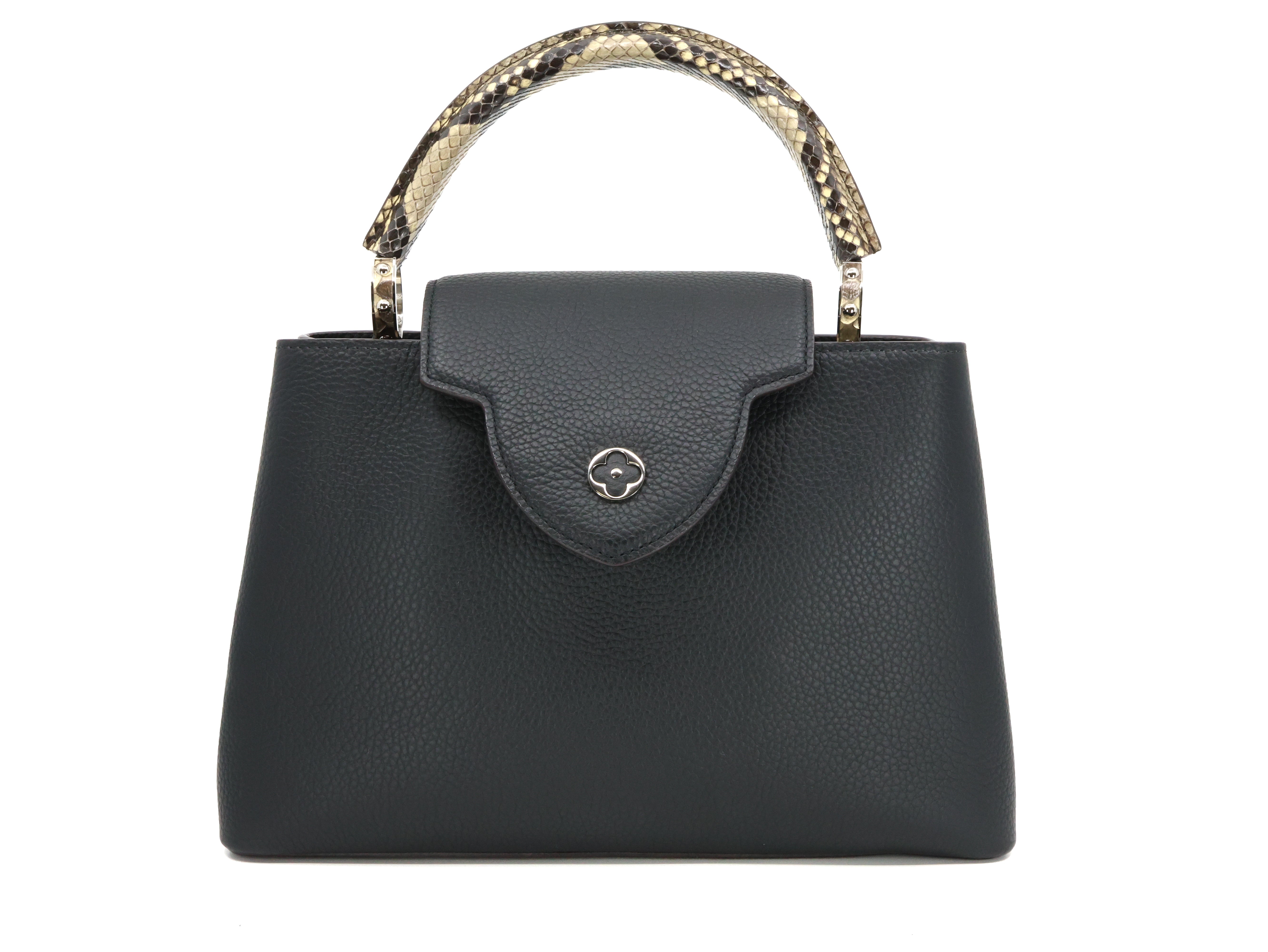 Louis Vuitton Capucines Black Taurillon Leather And Python PM Bag