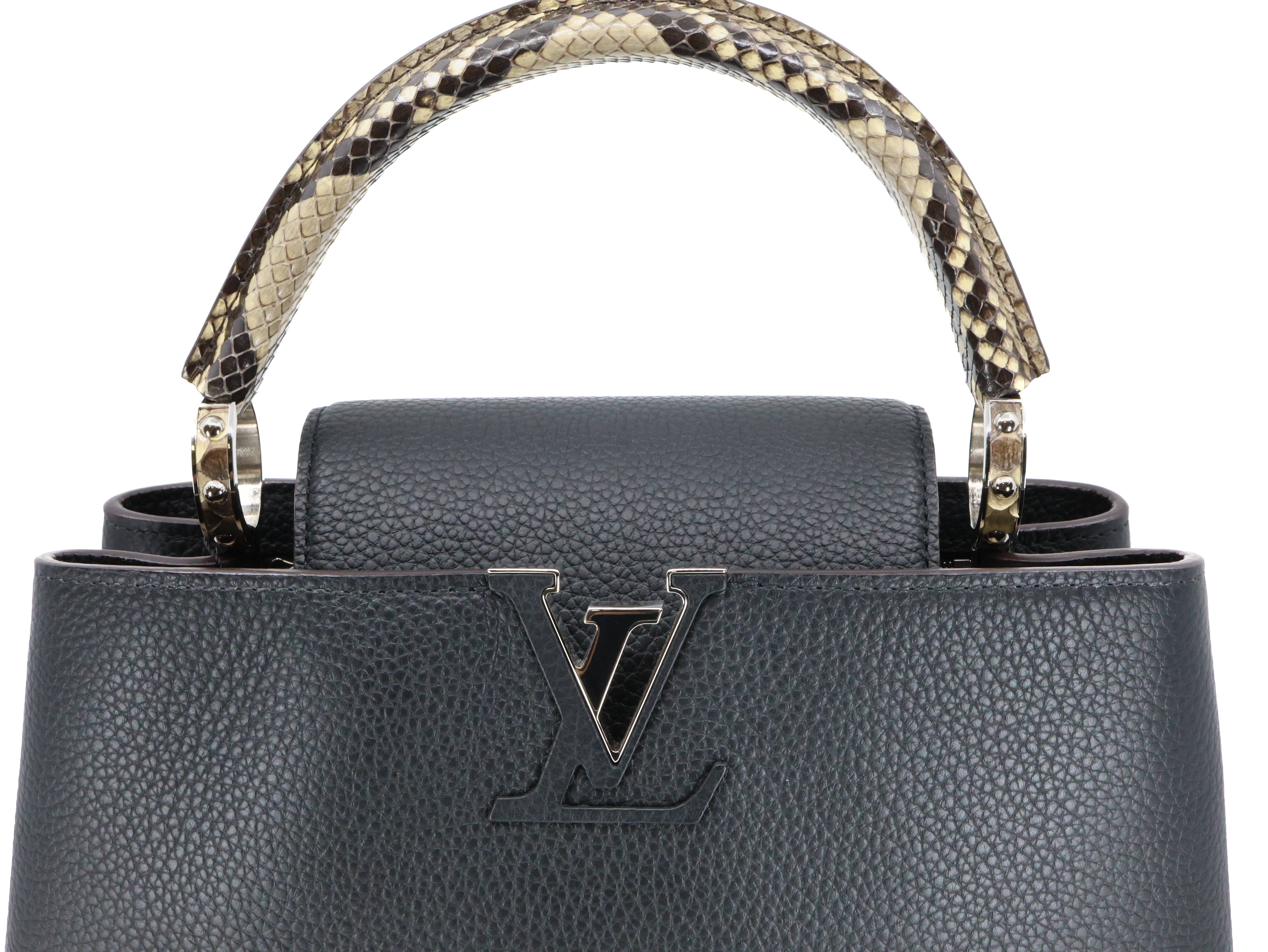 Louis Vuitton Capucines Black Taurillon Leather And Python PM Bag