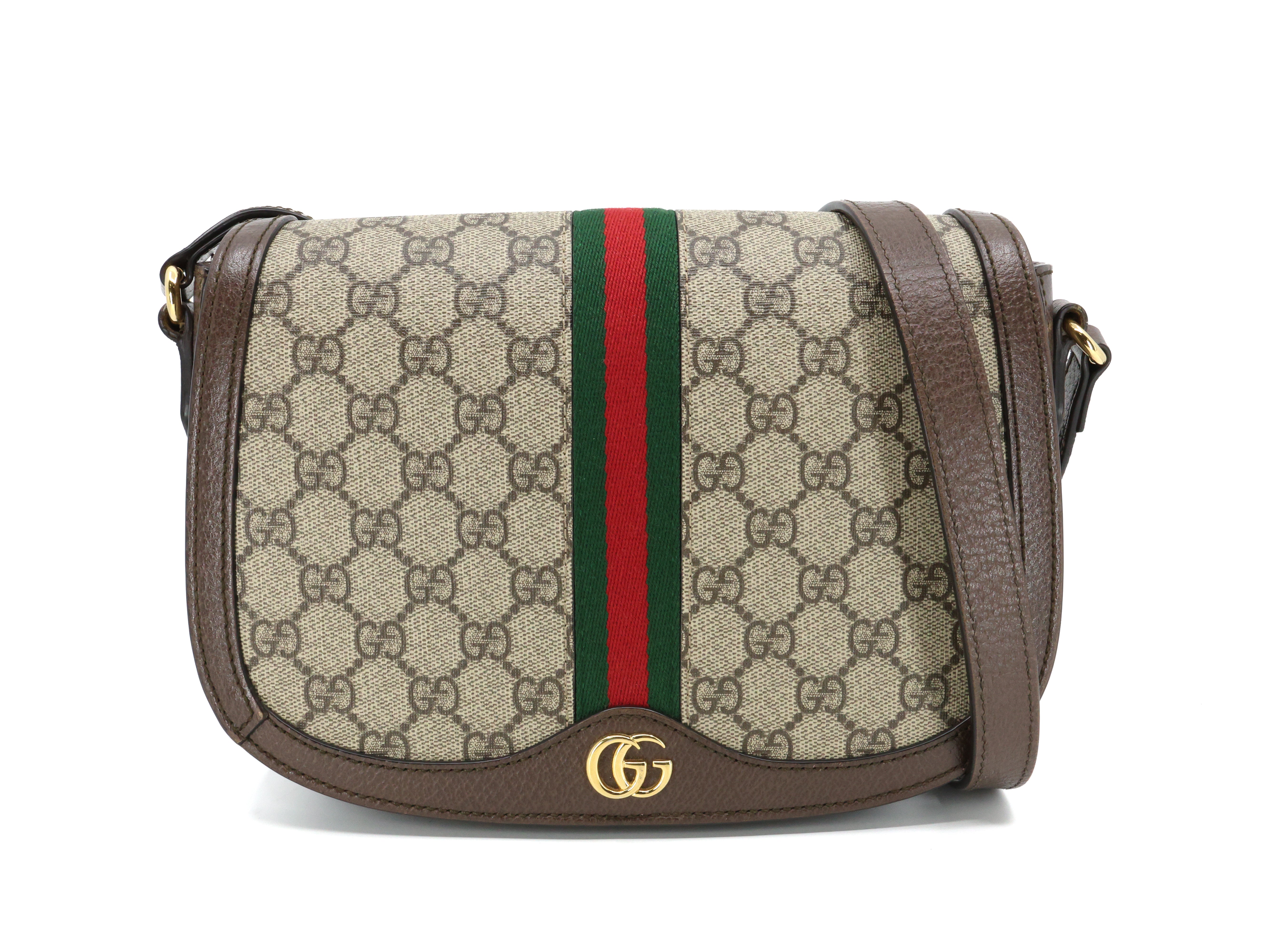 Gucci GG Supreme Small Ophidia Flap Messenger Bag Brown