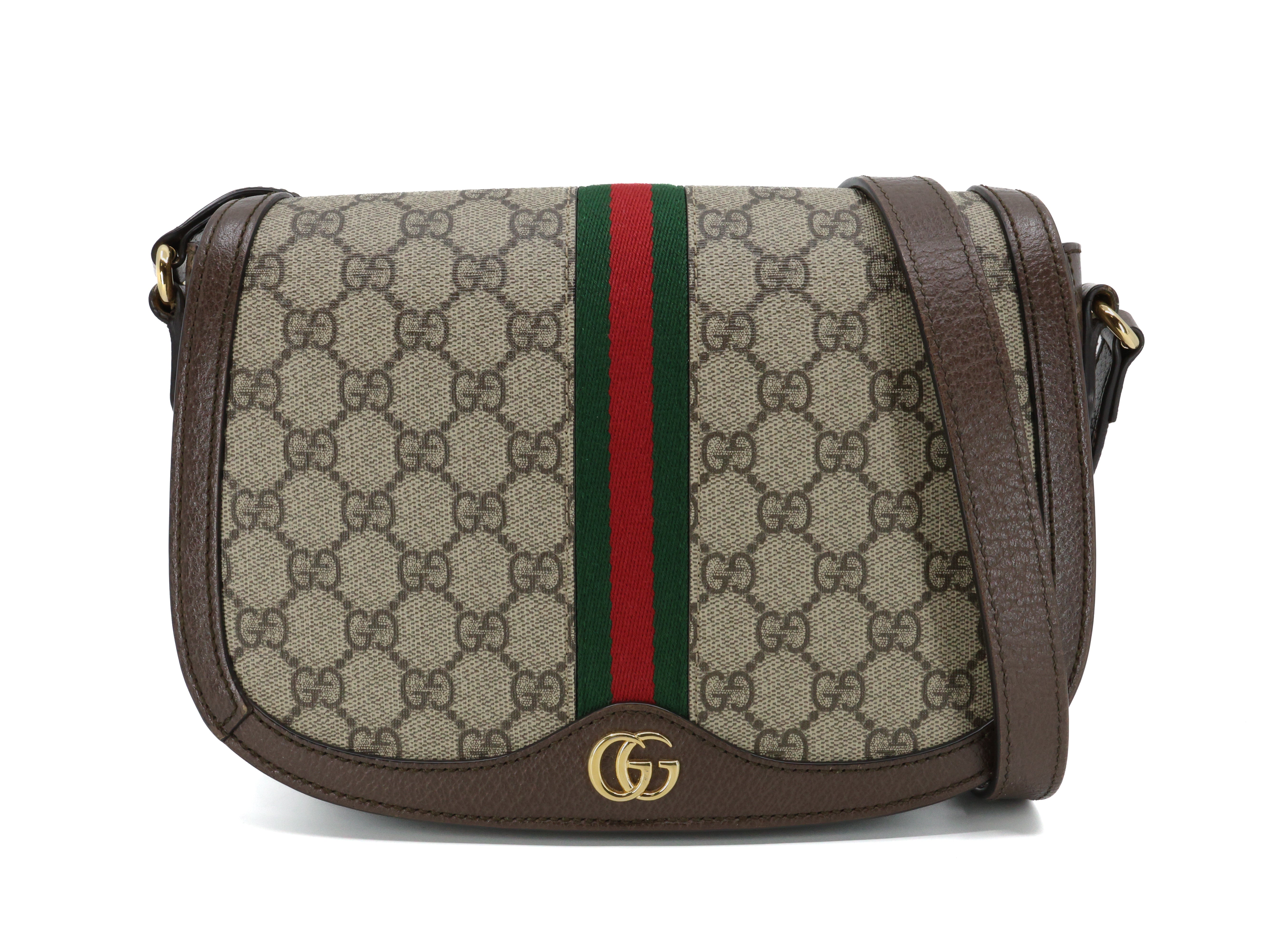 Gucci GG Supreme Small Ophidia Flap Messenger Bag Brown