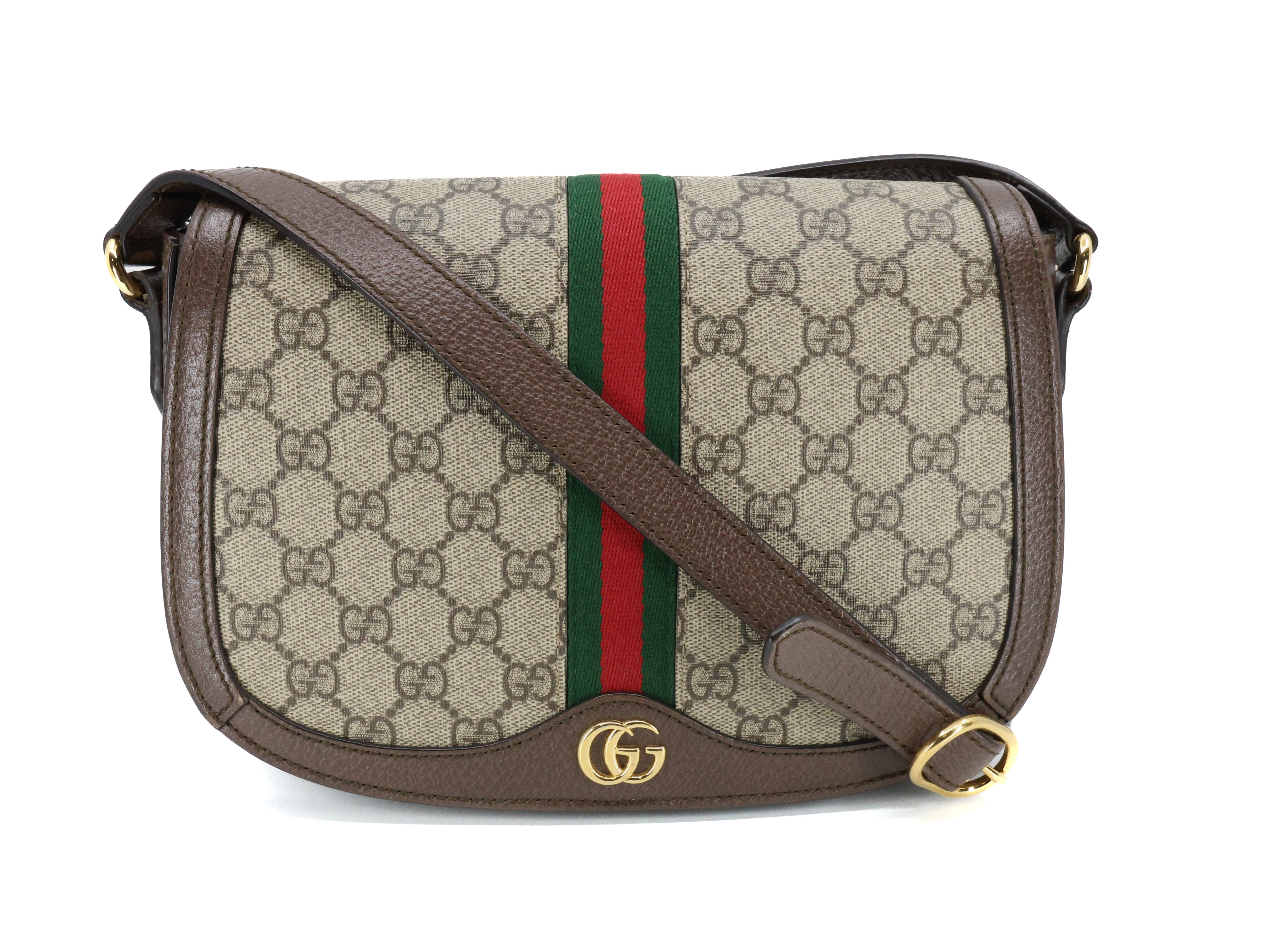 Gucci GG Supreme Small Ophidia Flap Messenger Bag Brown