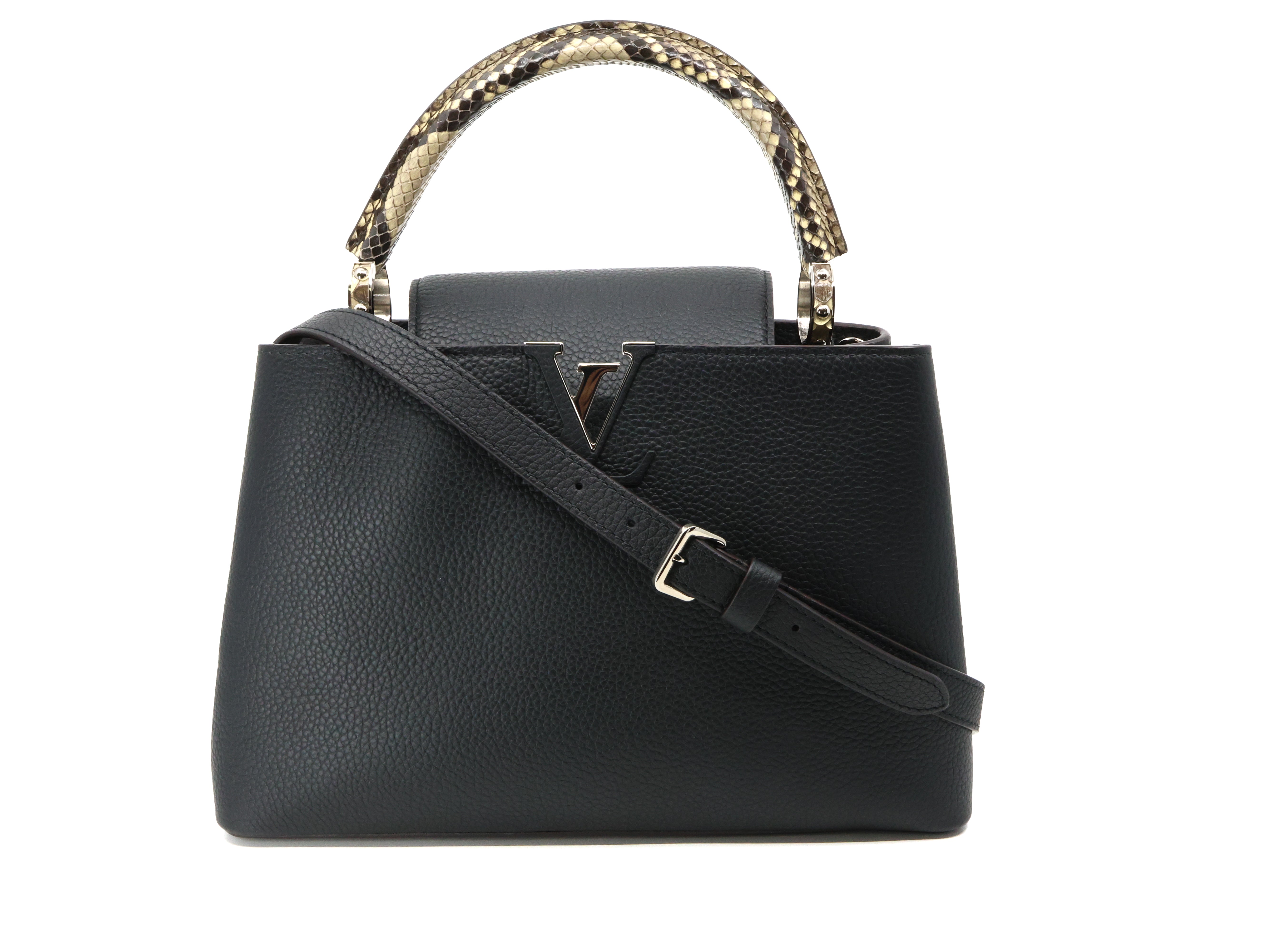 Louis Vuitton Capucines Black Taurillon Leather And Python PM Bag