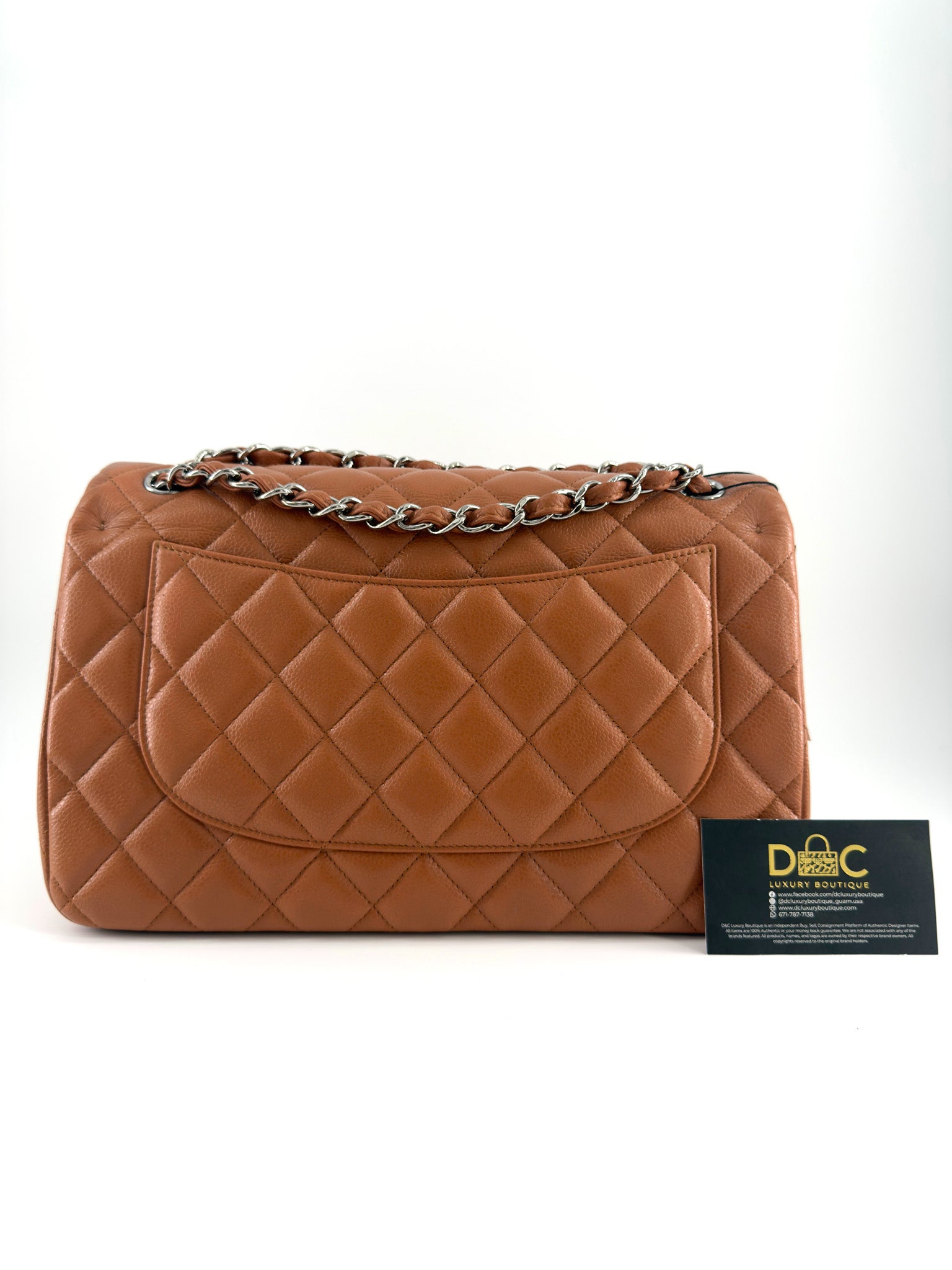 Chanel Jumbo Quilted Caviar Double Flap in Caramel SHW
