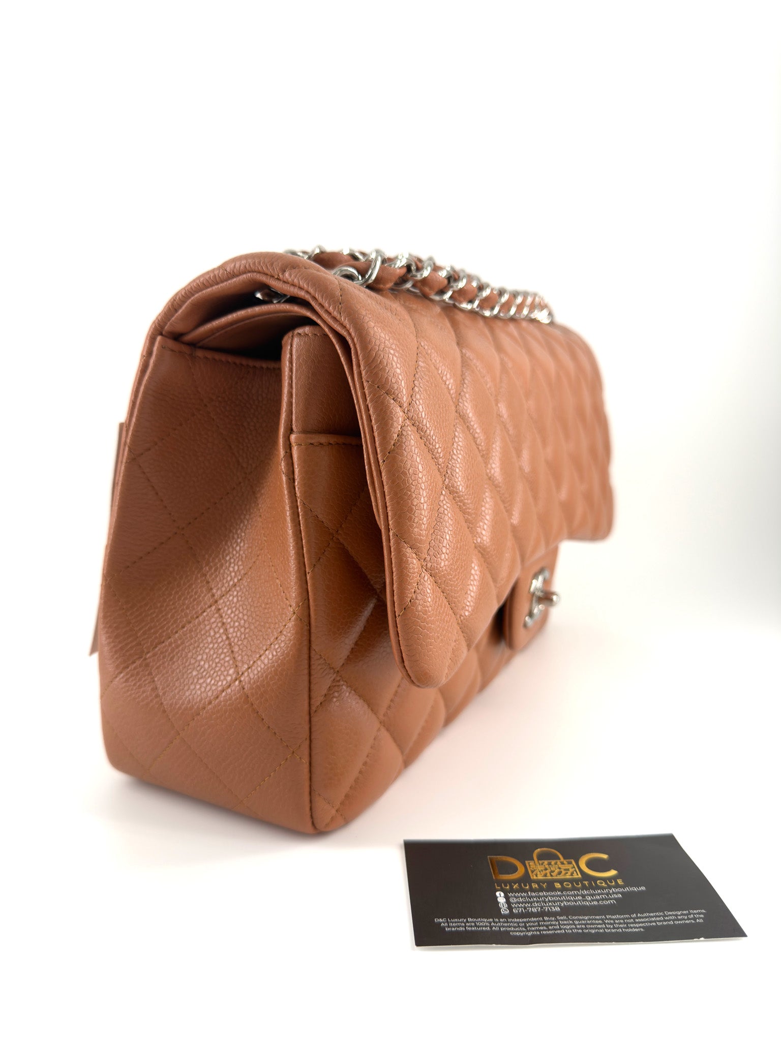 Chanel Jumbo Quilted Caviar Double Flap in Caramel SHW