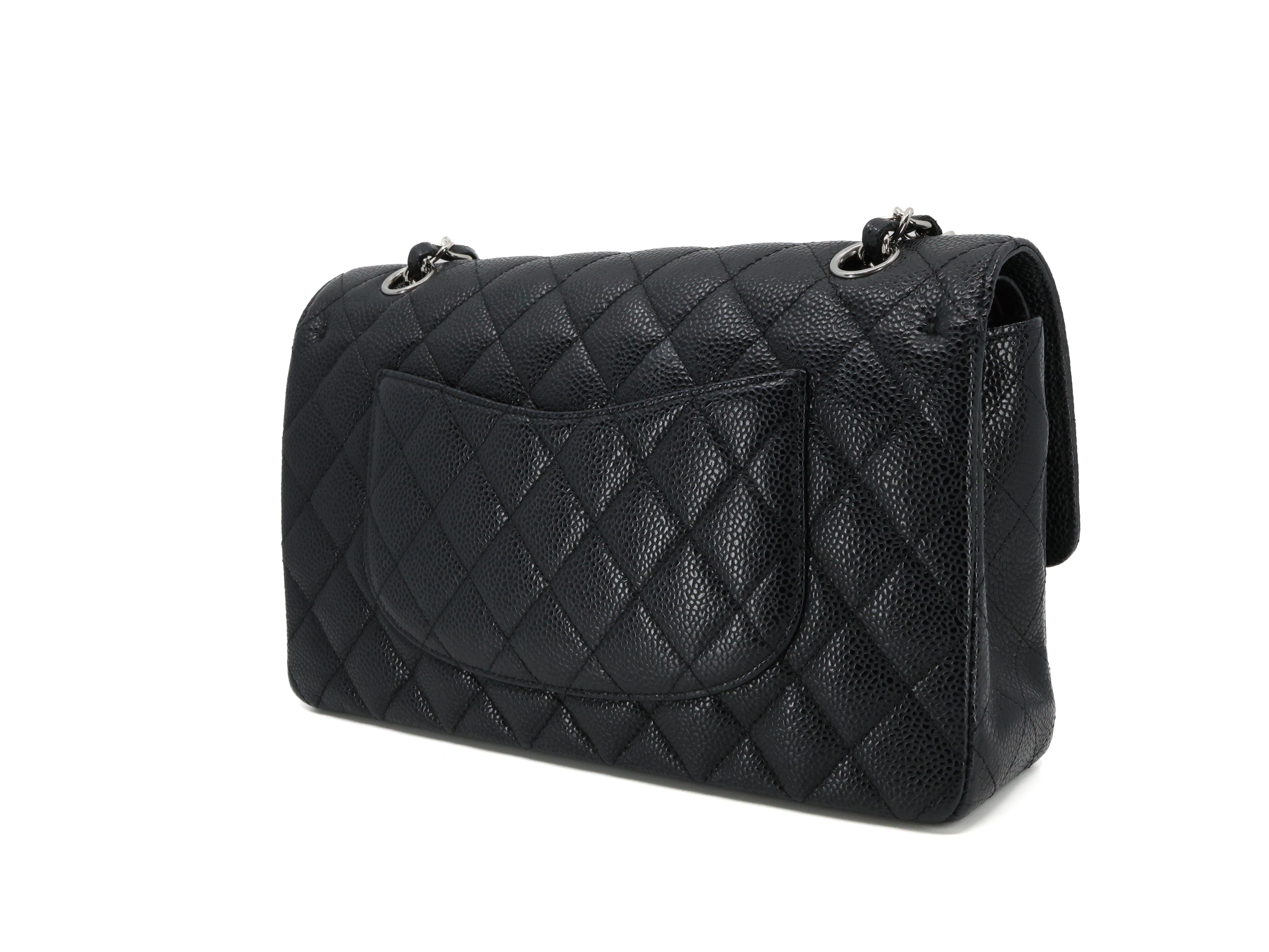 Chanel Caviar Quilted Medium Double Flap Black SHW