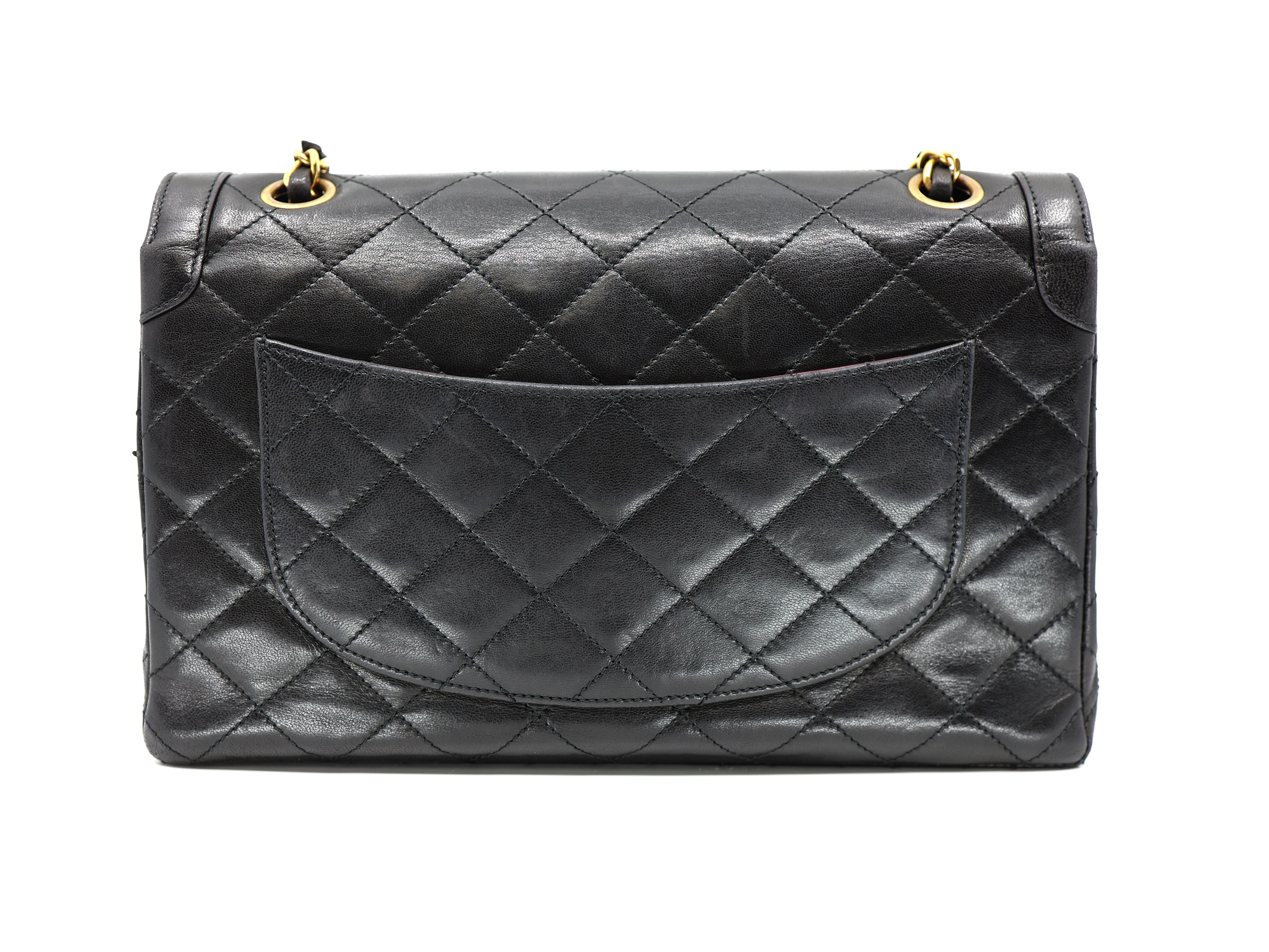 Chanel  Lambskin Quilted Medium Double Flap Bag Black