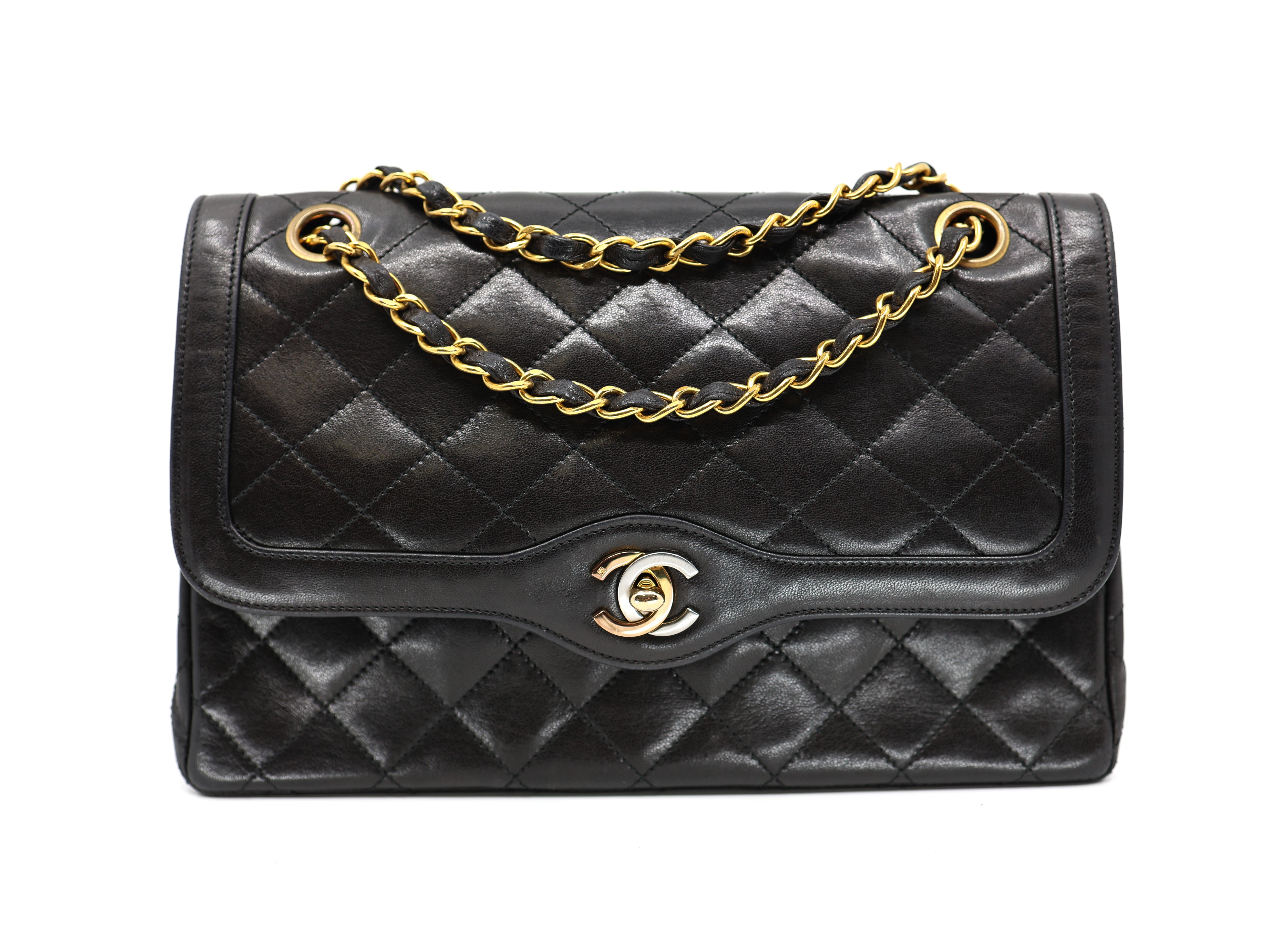 Chanel  Lambskin Quilted Medium Double Flap Bag Black