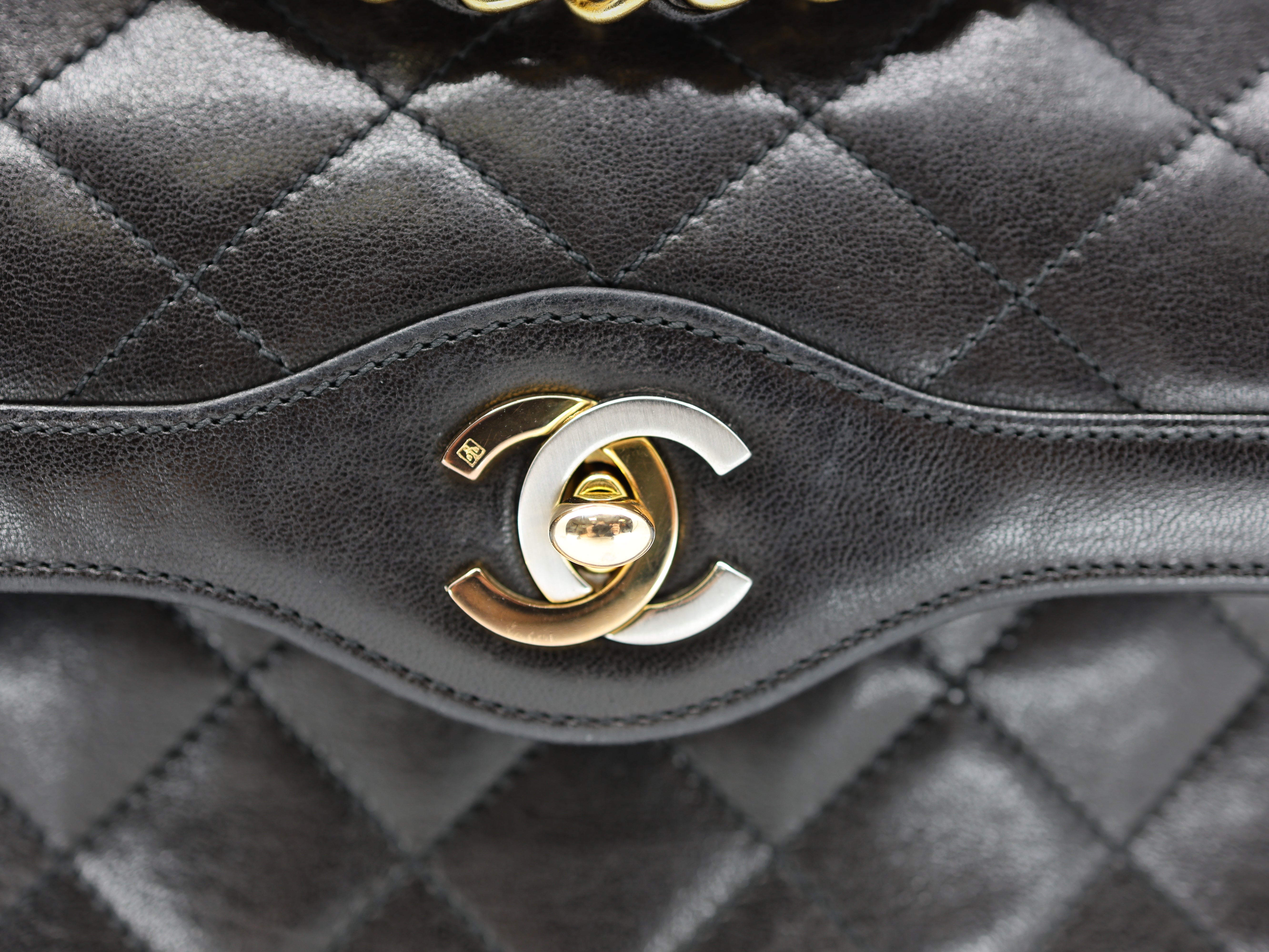 Chanel  Lambskin Quilted Medium Double Flap Bag Black