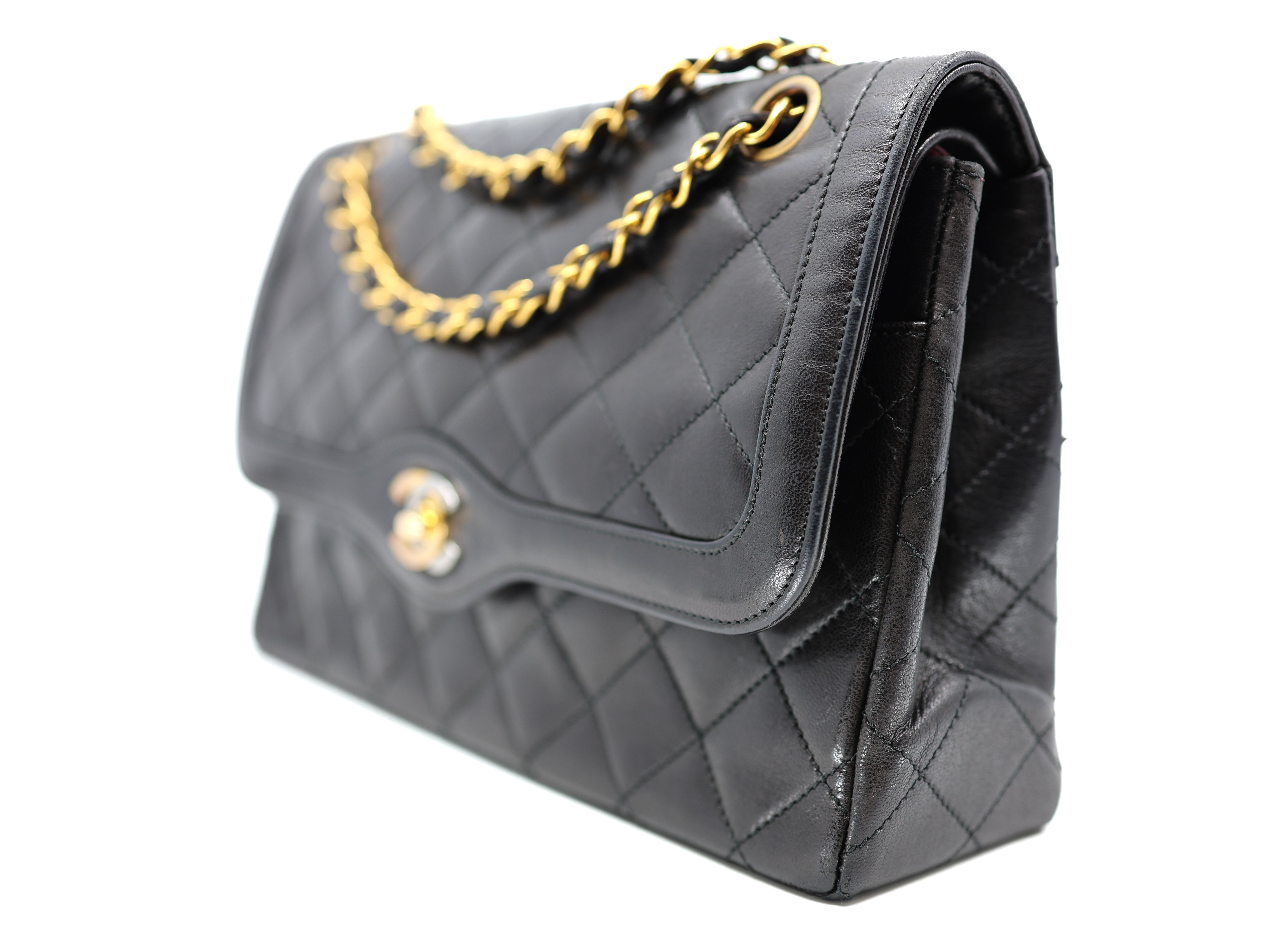 Chanel  Lambskin Quilted Medium Double Flap Bag Black