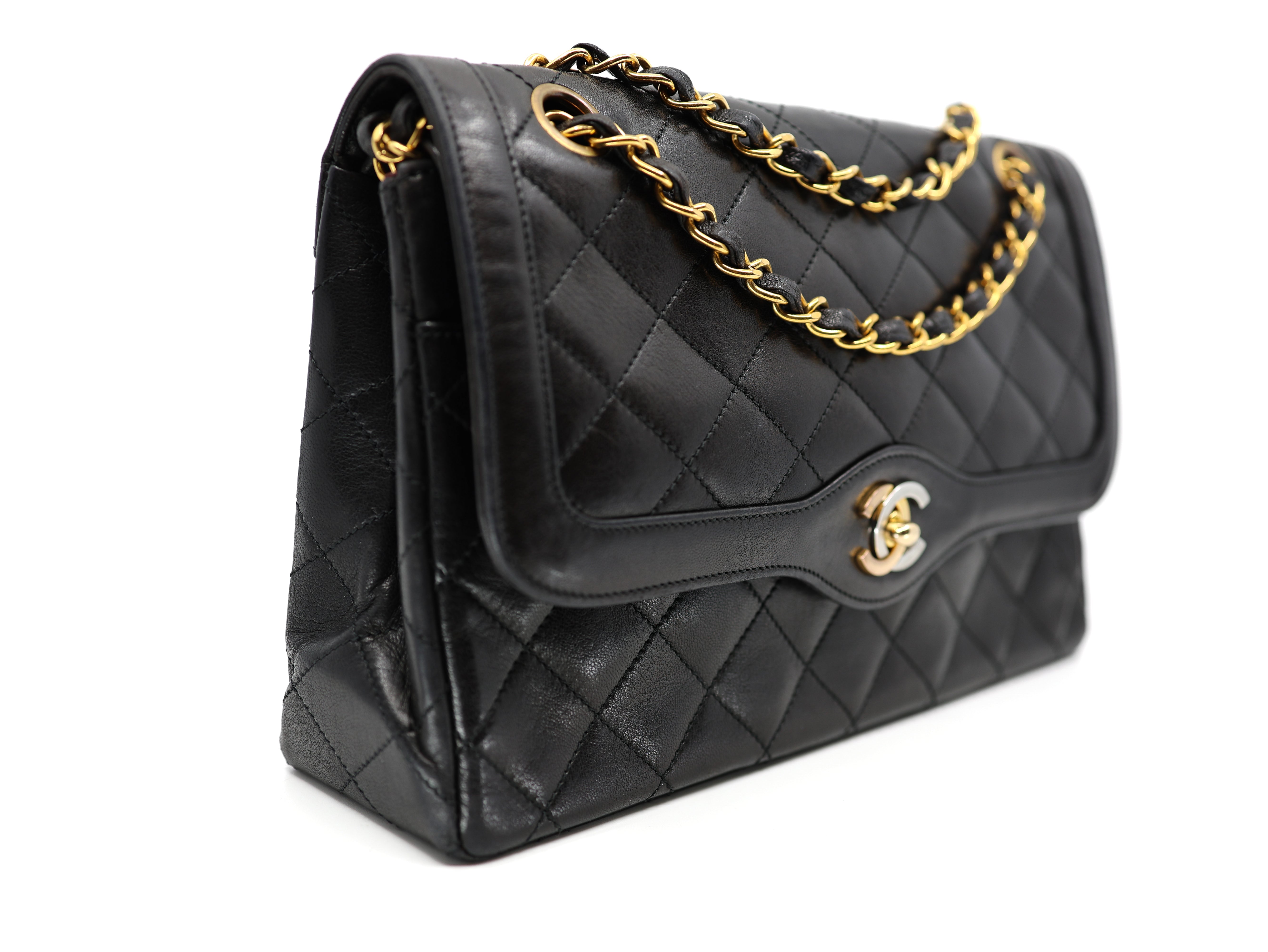 Chanel  Lambskin Quilted Medium Double Flap Bag Black