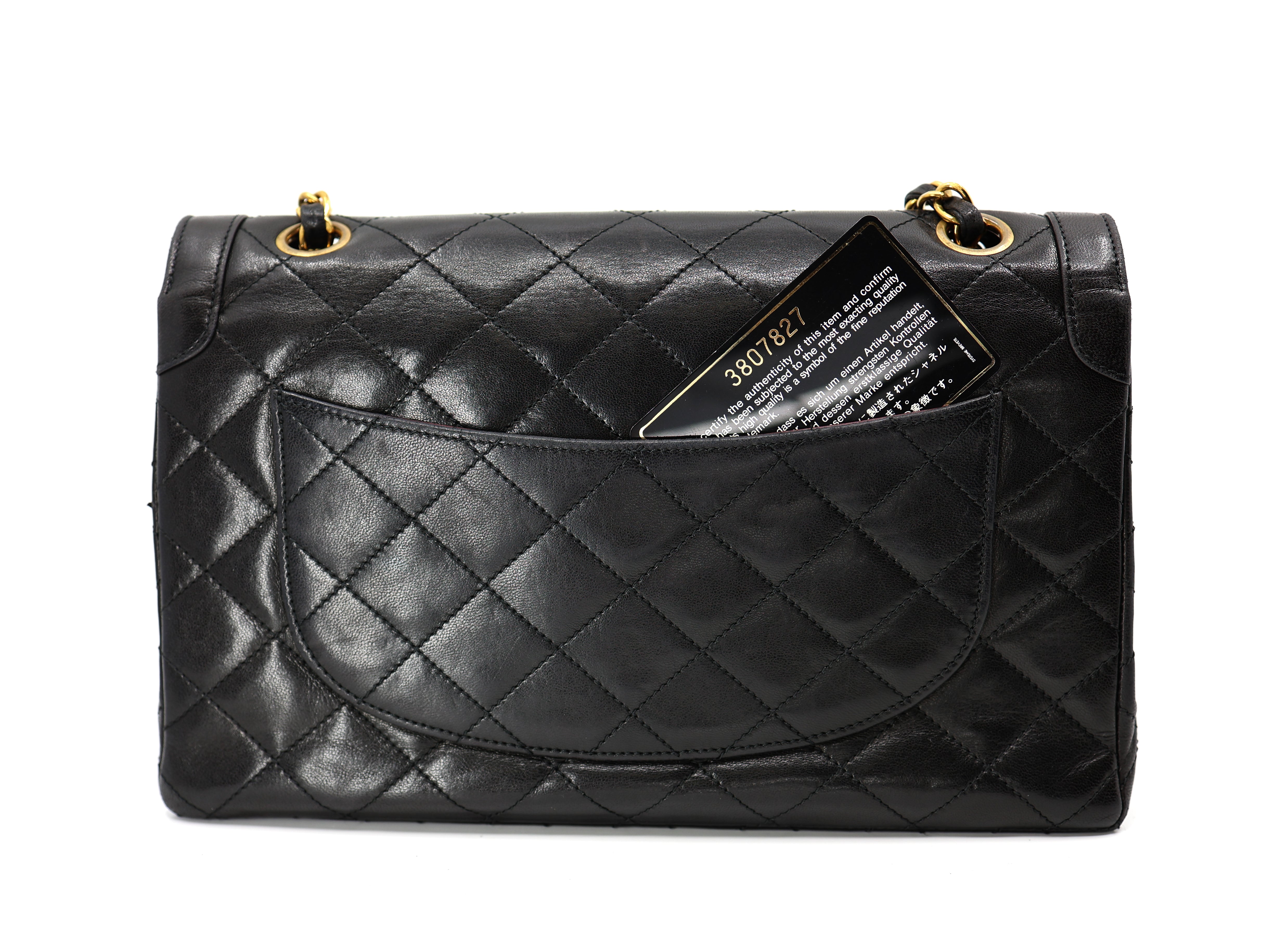 Chanel  Lambskin Quilted Medium Double Flap Bag Black