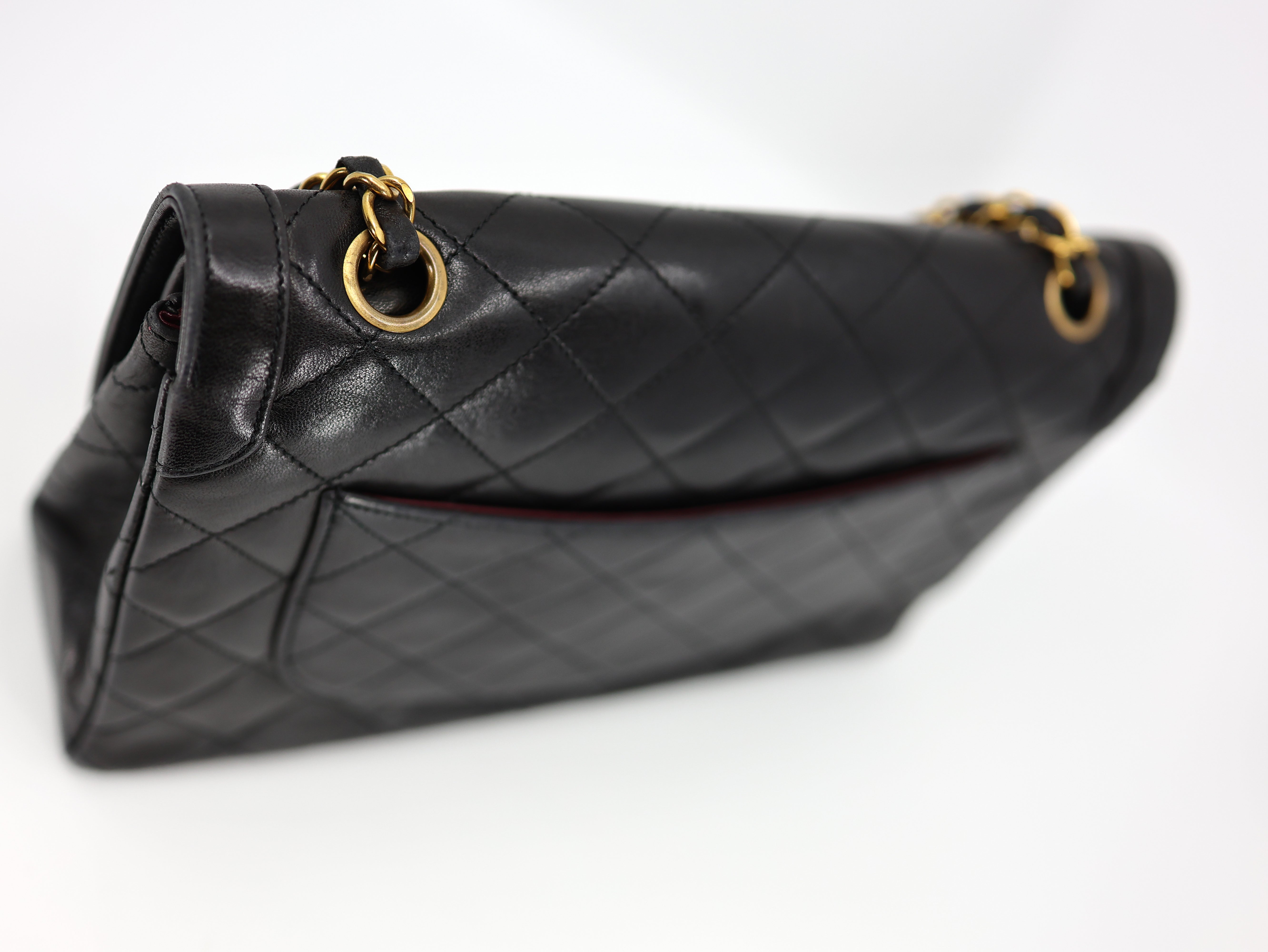 Chanel  Lambskin Quilted Medium Double Flap Bag Black