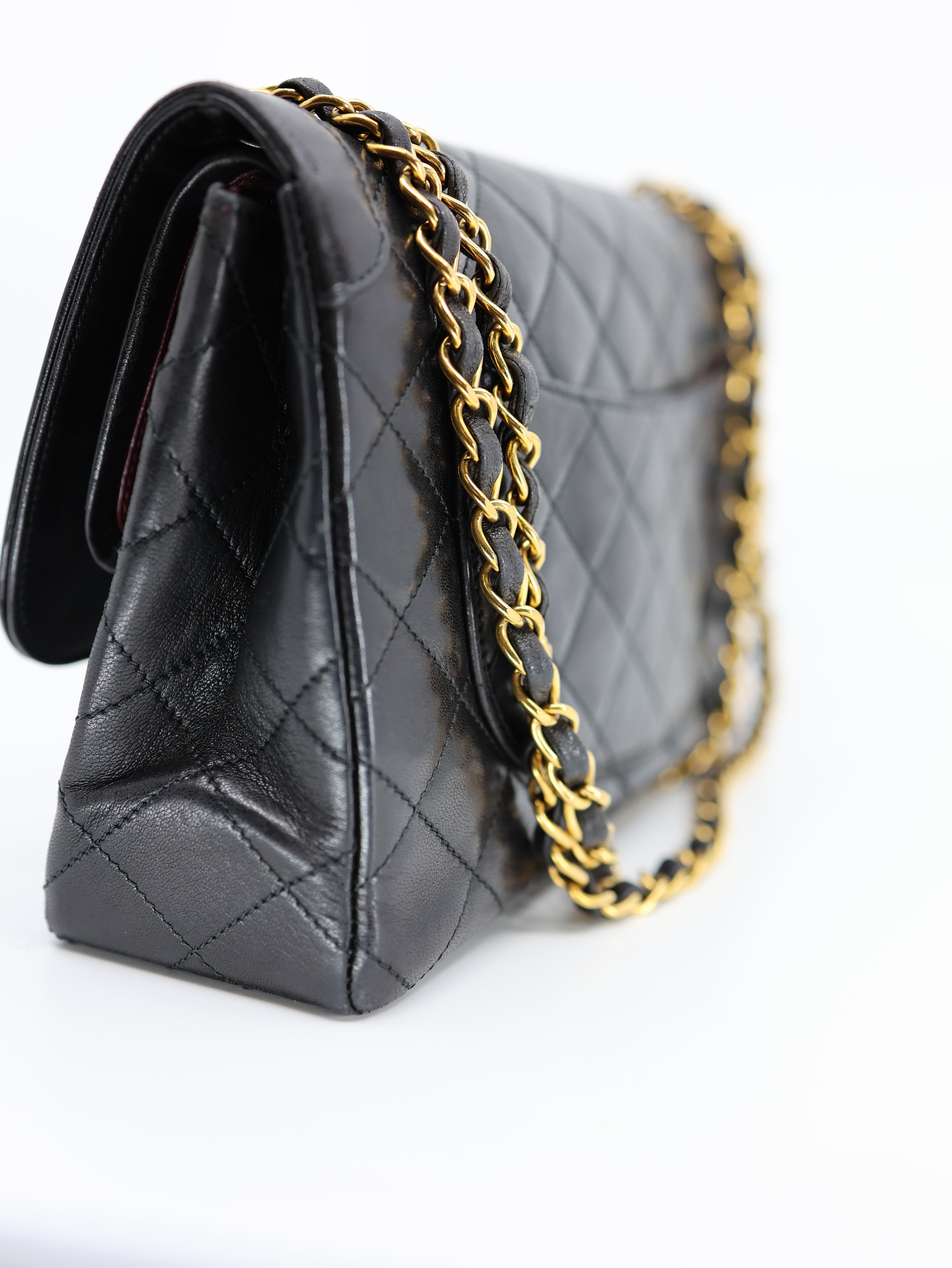 Chanel  Lambskin Quilted Medium Double Flap Bag Black