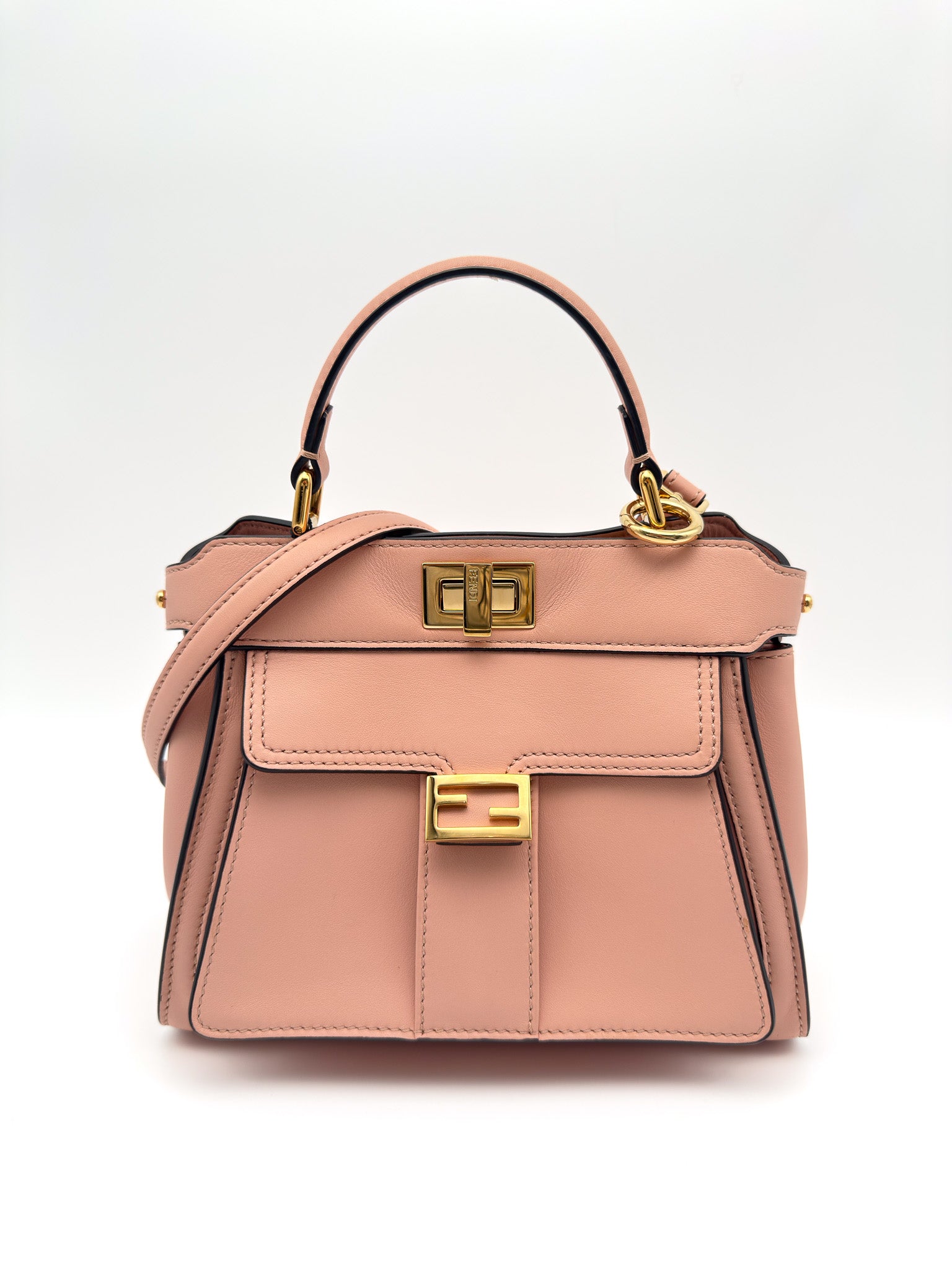 Fendi Peekaboo Mini Handle Bag With Strap Baby Pink