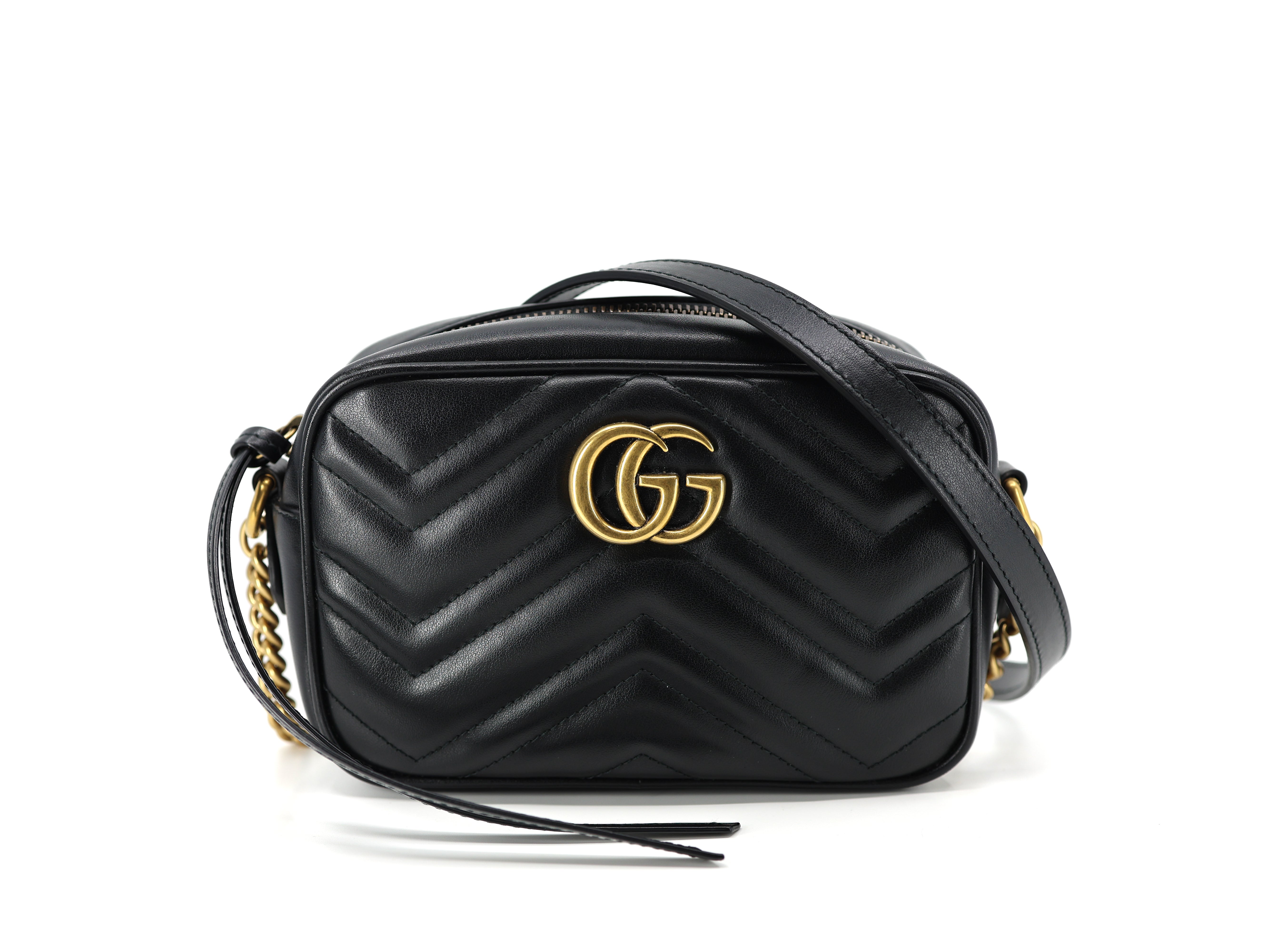 Gucci  GG Marmont Mini Calfskin Matelasse Shoulder Bag Black