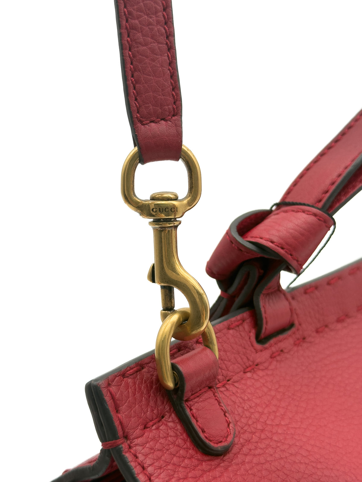 Gucci Marmont Top Handle Bag Red Pebbled Small