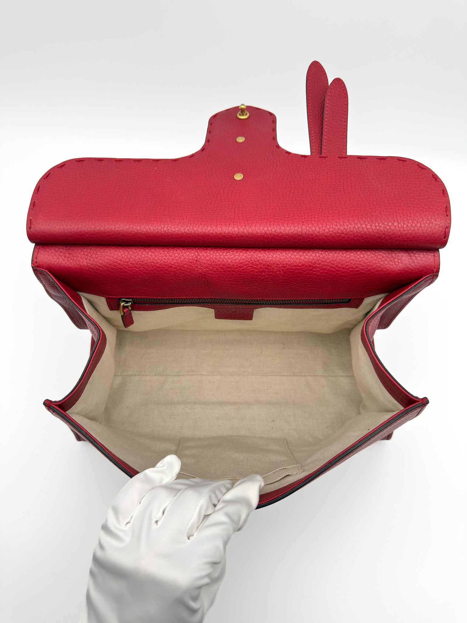 Gucci Marmont Top Handle Bag Red Pebbled Small
