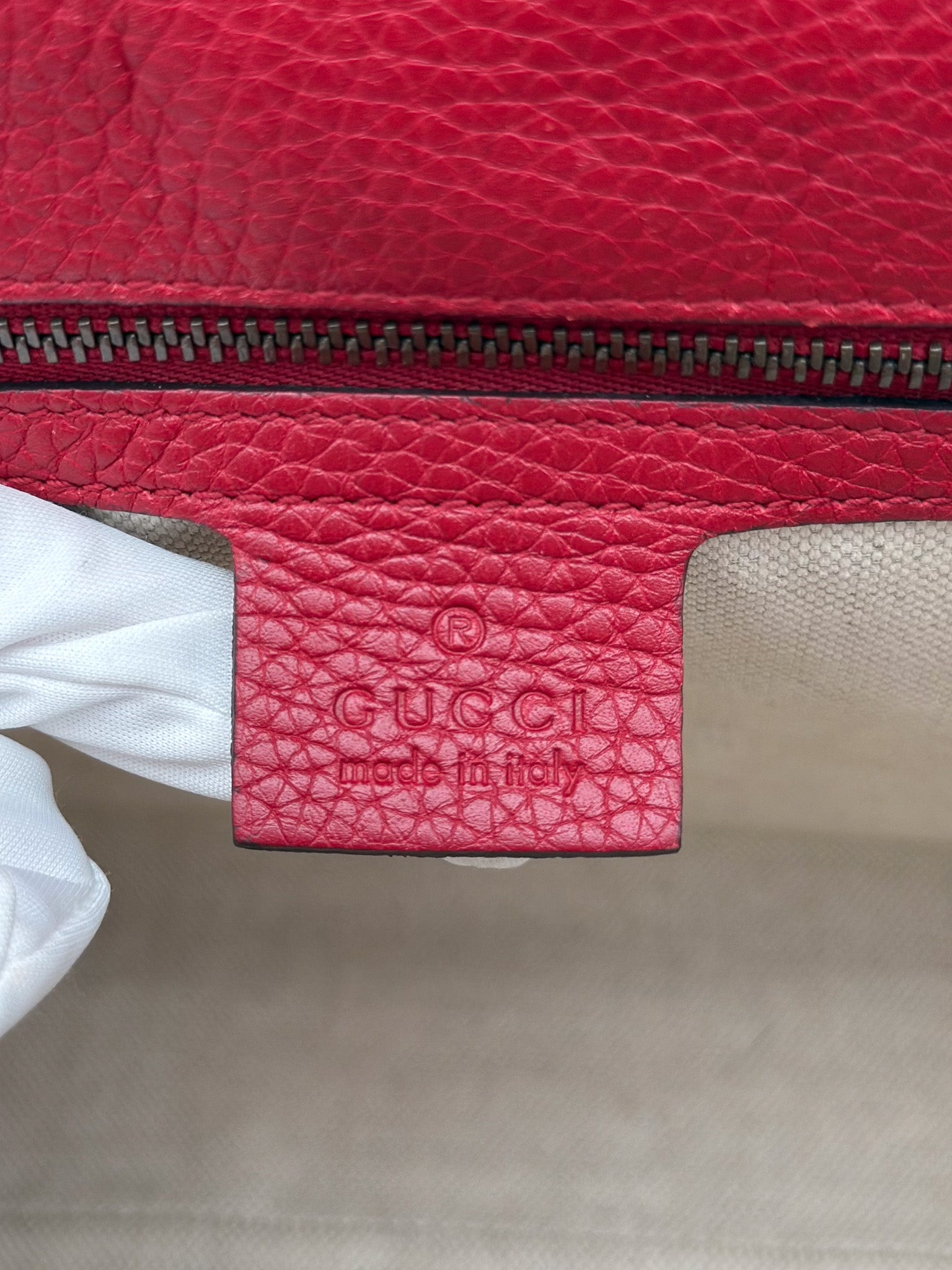 Gucci Marmont Top Handle Bag Red Pebbled Small