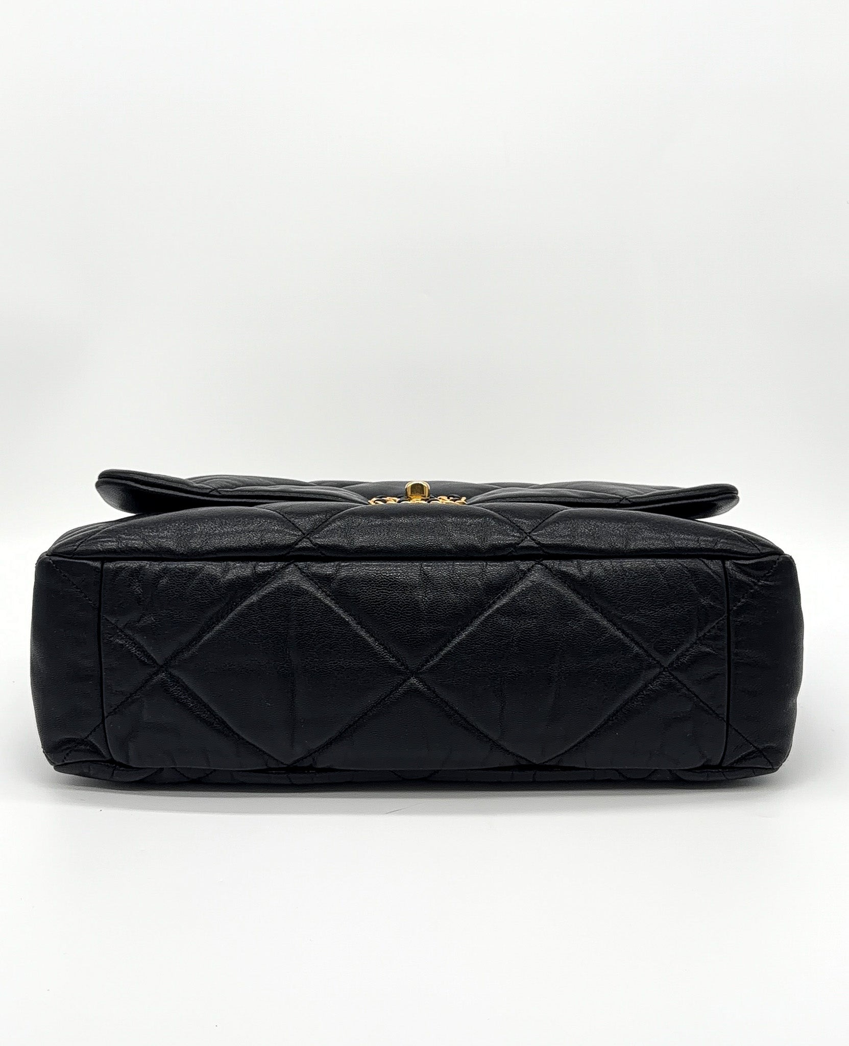 Chanel Lambskin Quilted Maxi Chanel 19 Flap Black
