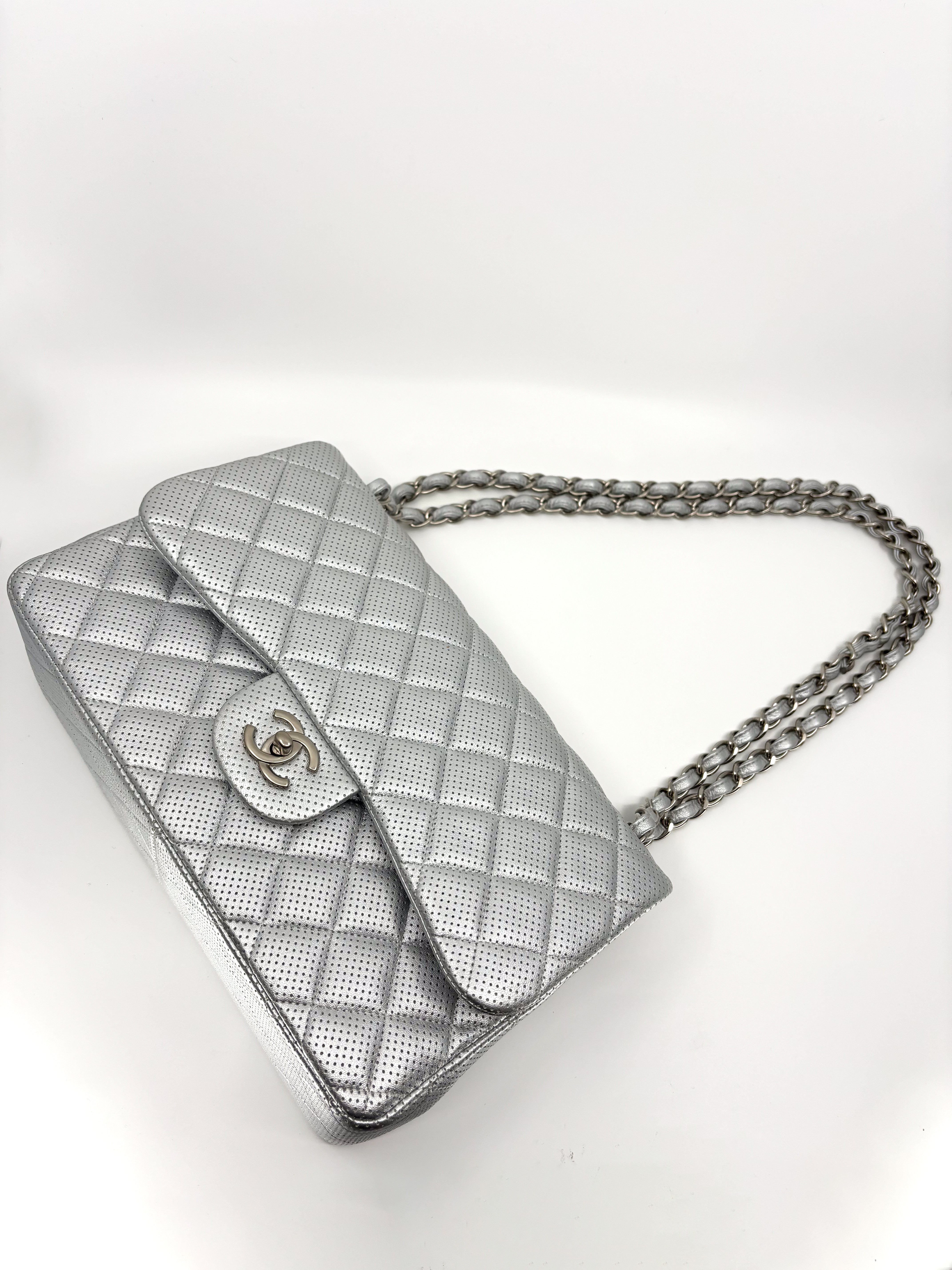 Chanel Jumbo Double Flap Quilted Perforated Lambskin