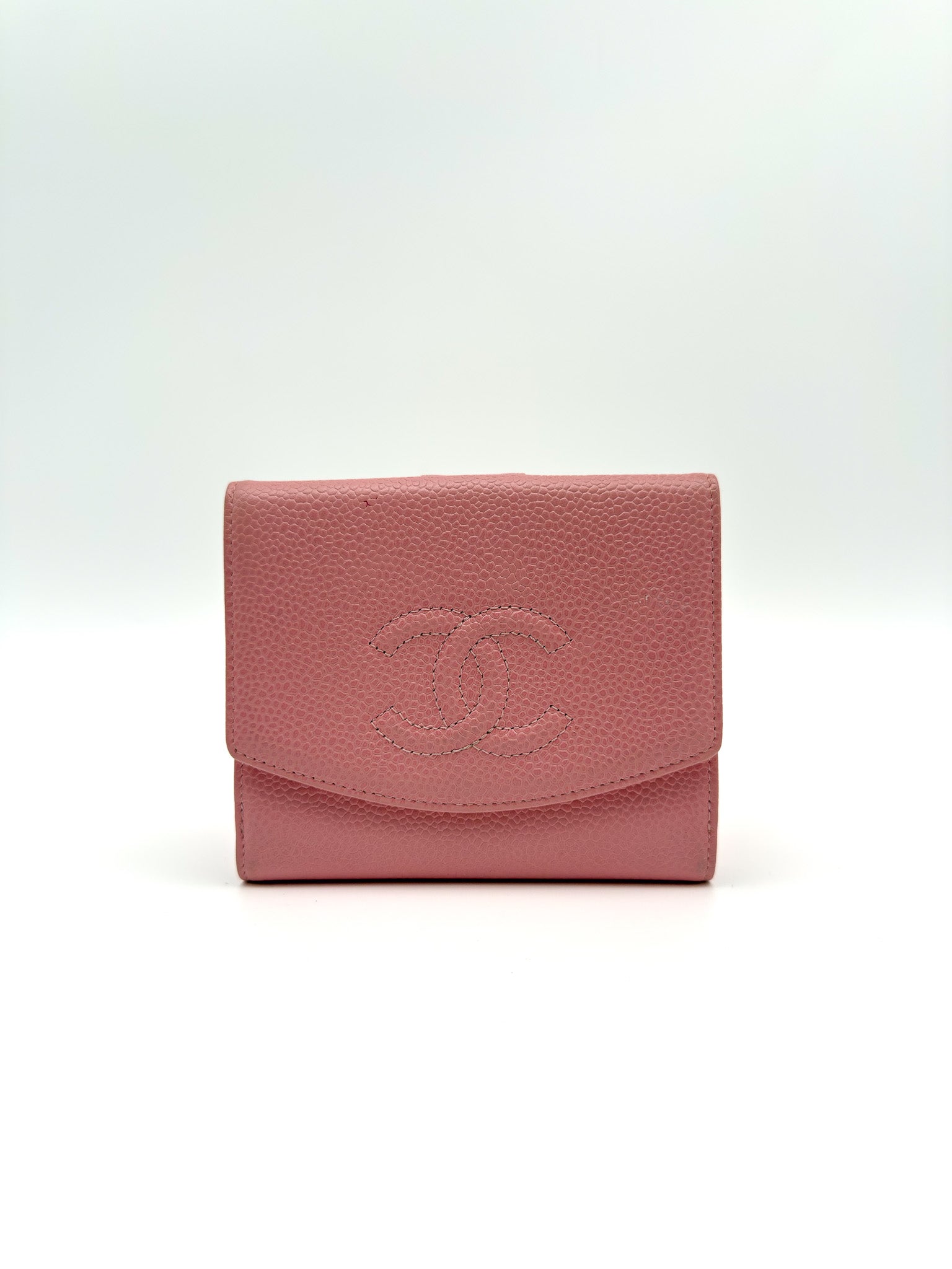 Chanel Wallet Pink Caviar Trifold