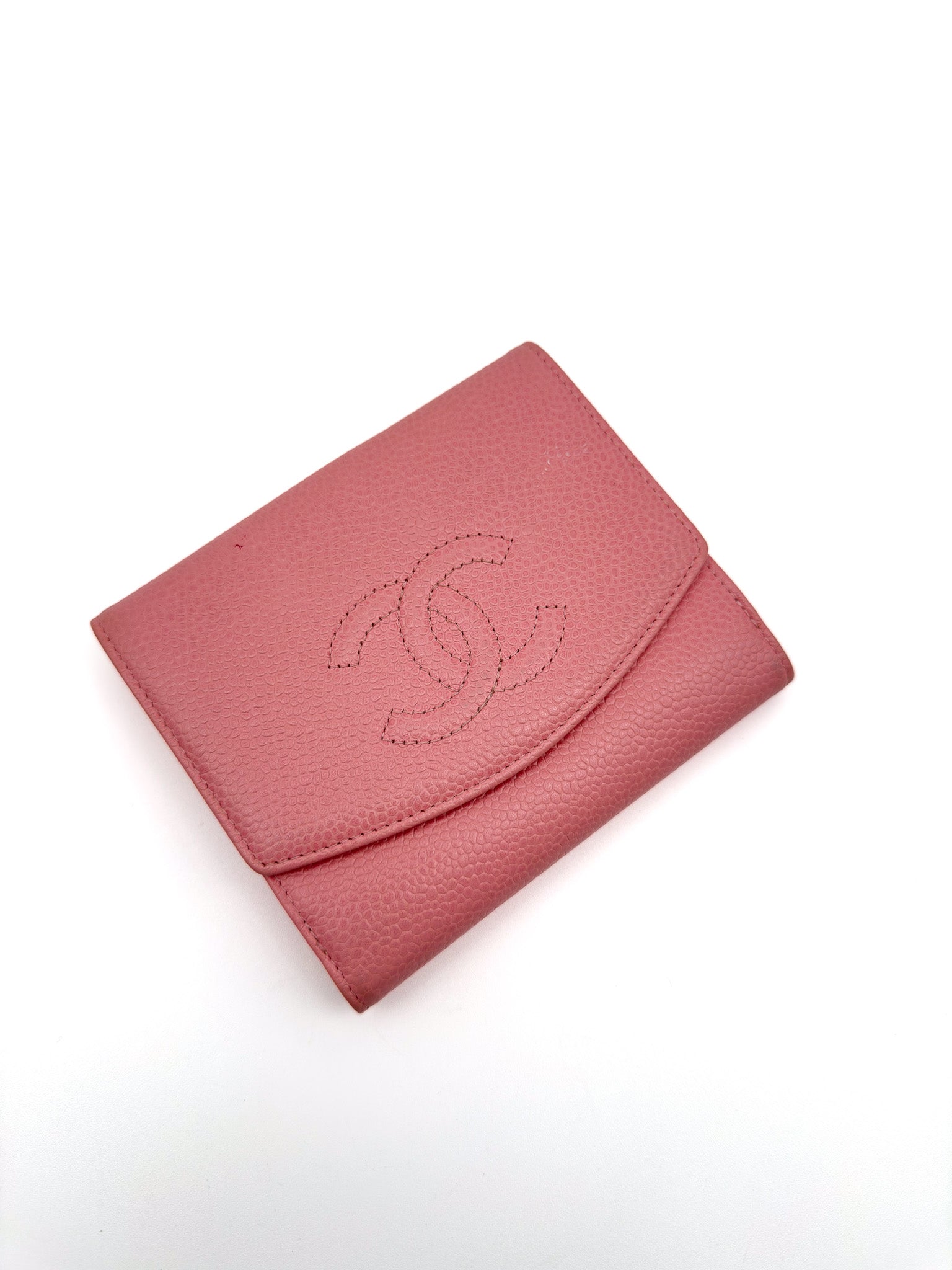 Chanel Wallet Pink Caviar Trifold