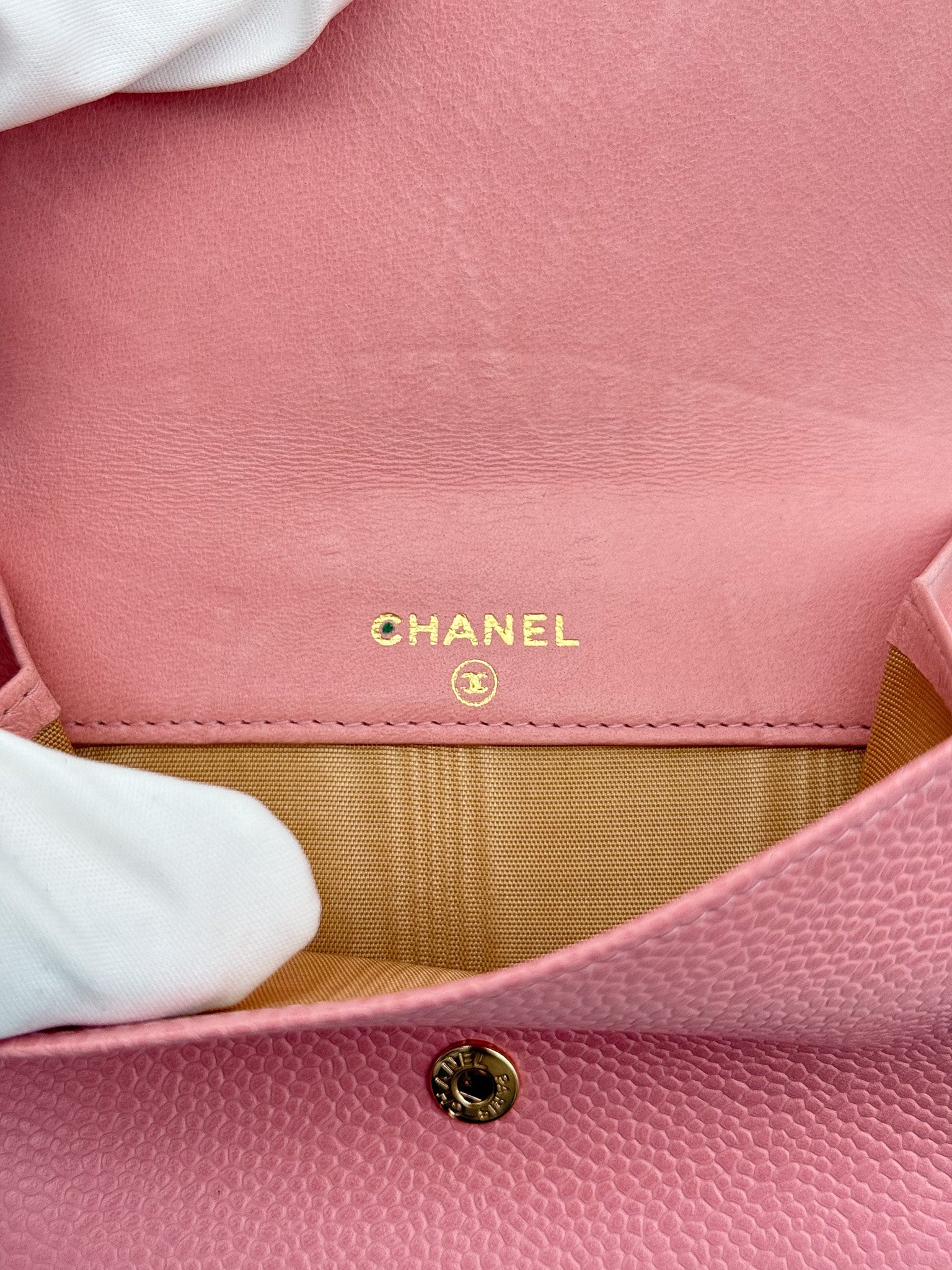 Chanel Wallet Pink Caviar Trifold
