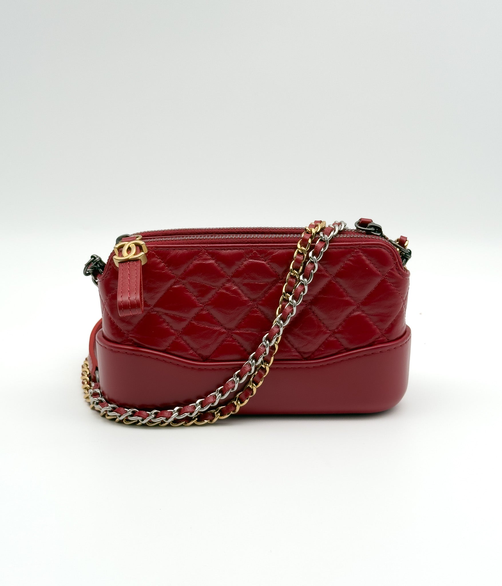 Chanel Gabrielle Double Zip with Chain Red