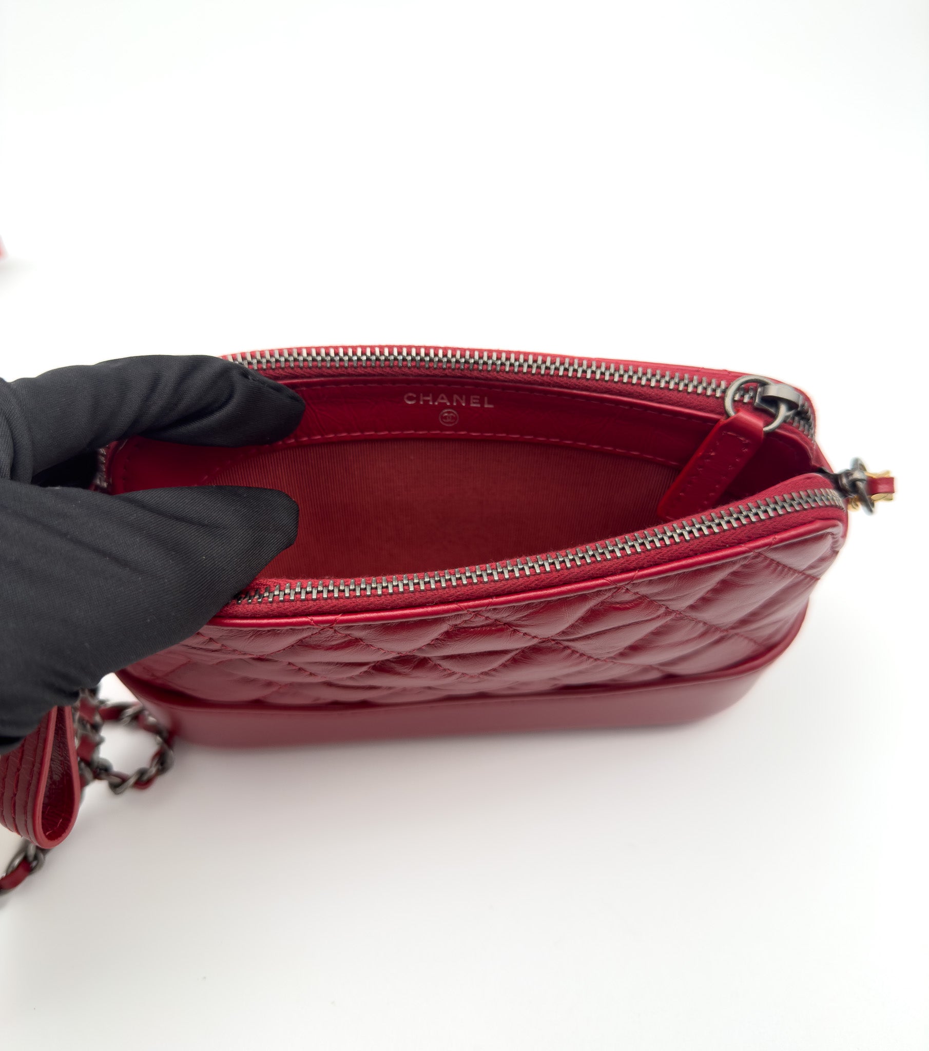 Chanel Gabrielle Double Zip with Chain Red